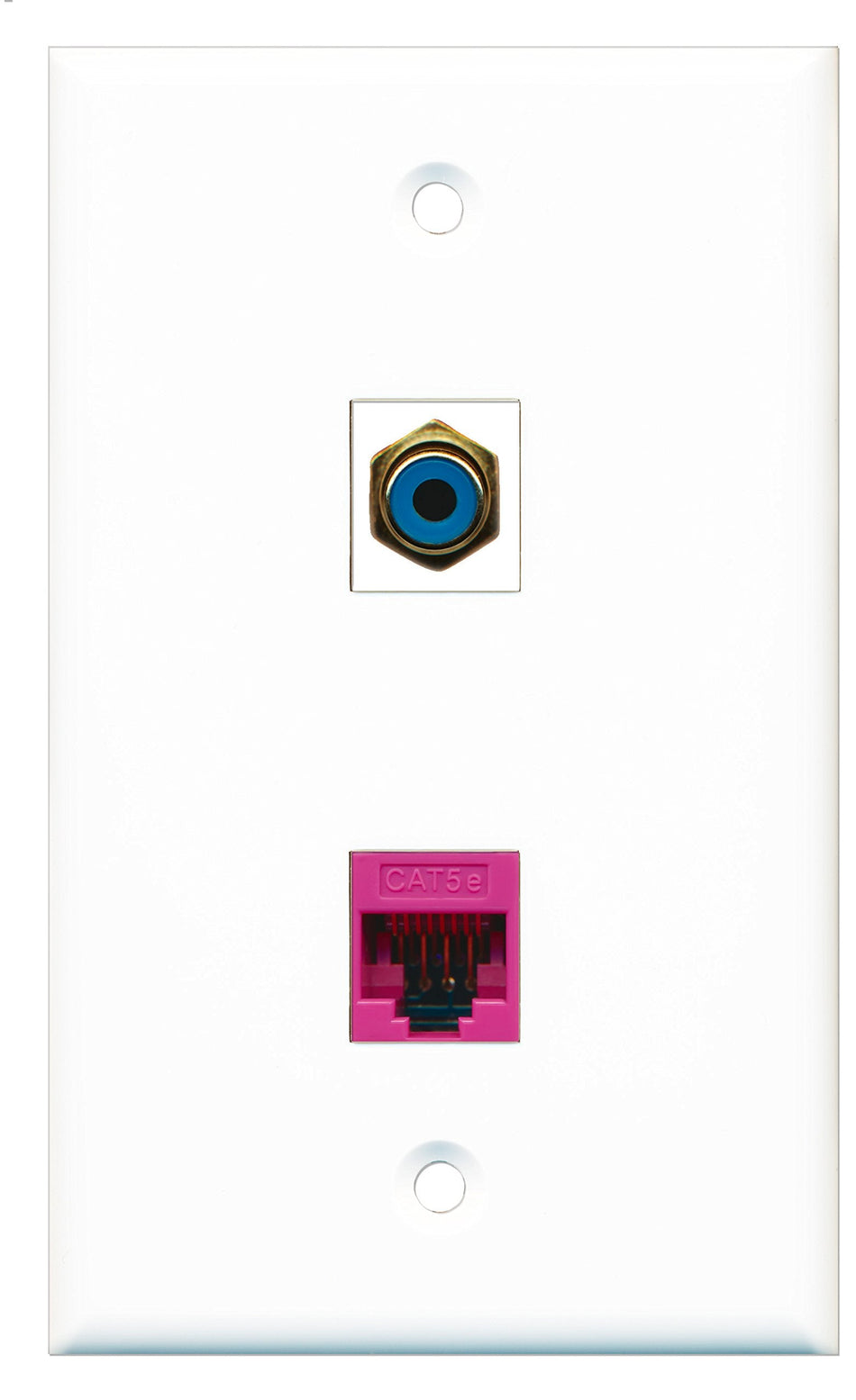 RiteAV - 1 Port RCA Blue 1 Port Cat5e Ethernet Pink Wall Plate - Bracket Included