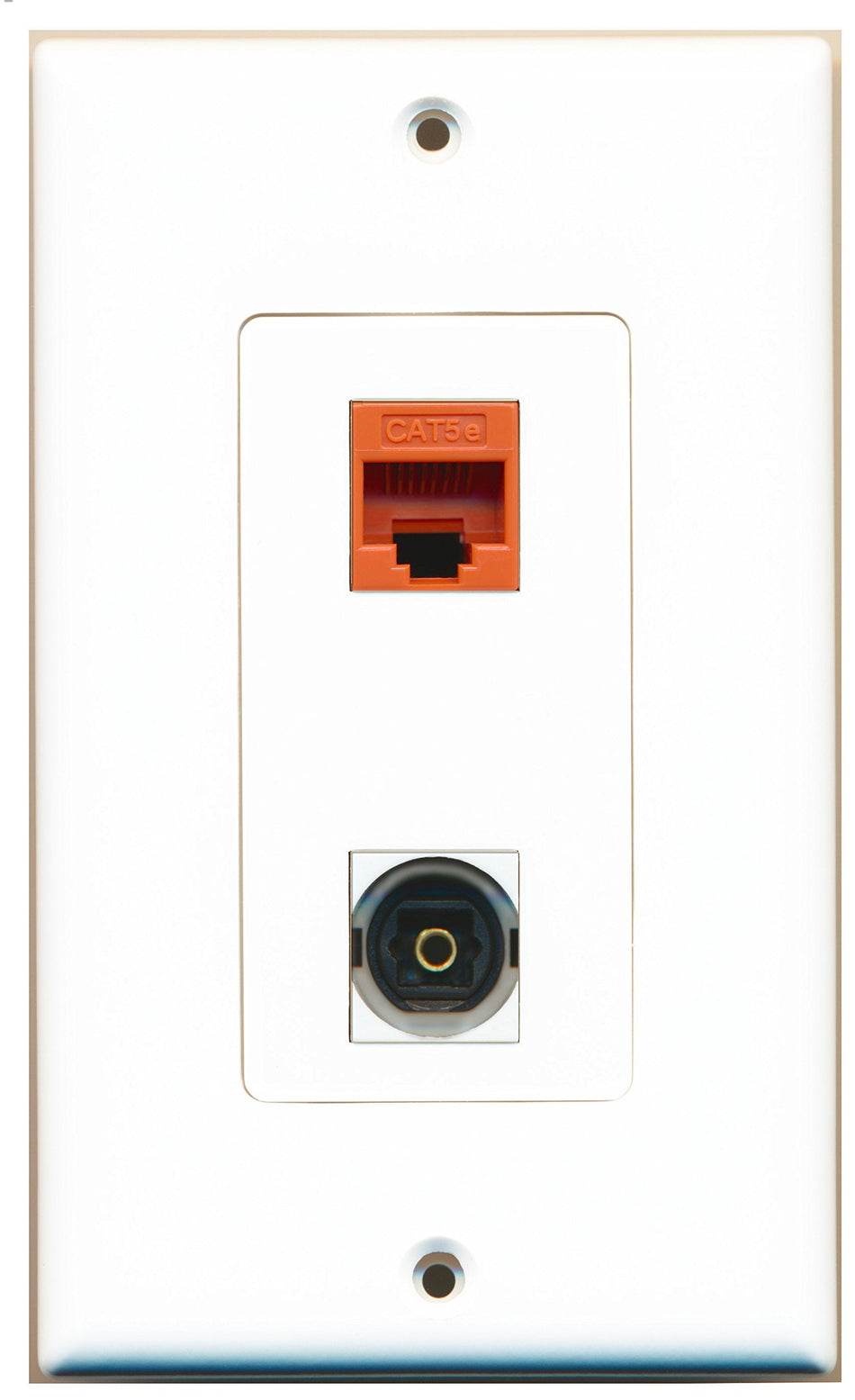 RiteAV 1 Port Toslink 1 Port Cat5e Orange Type Wall Plate OVERSIZED
