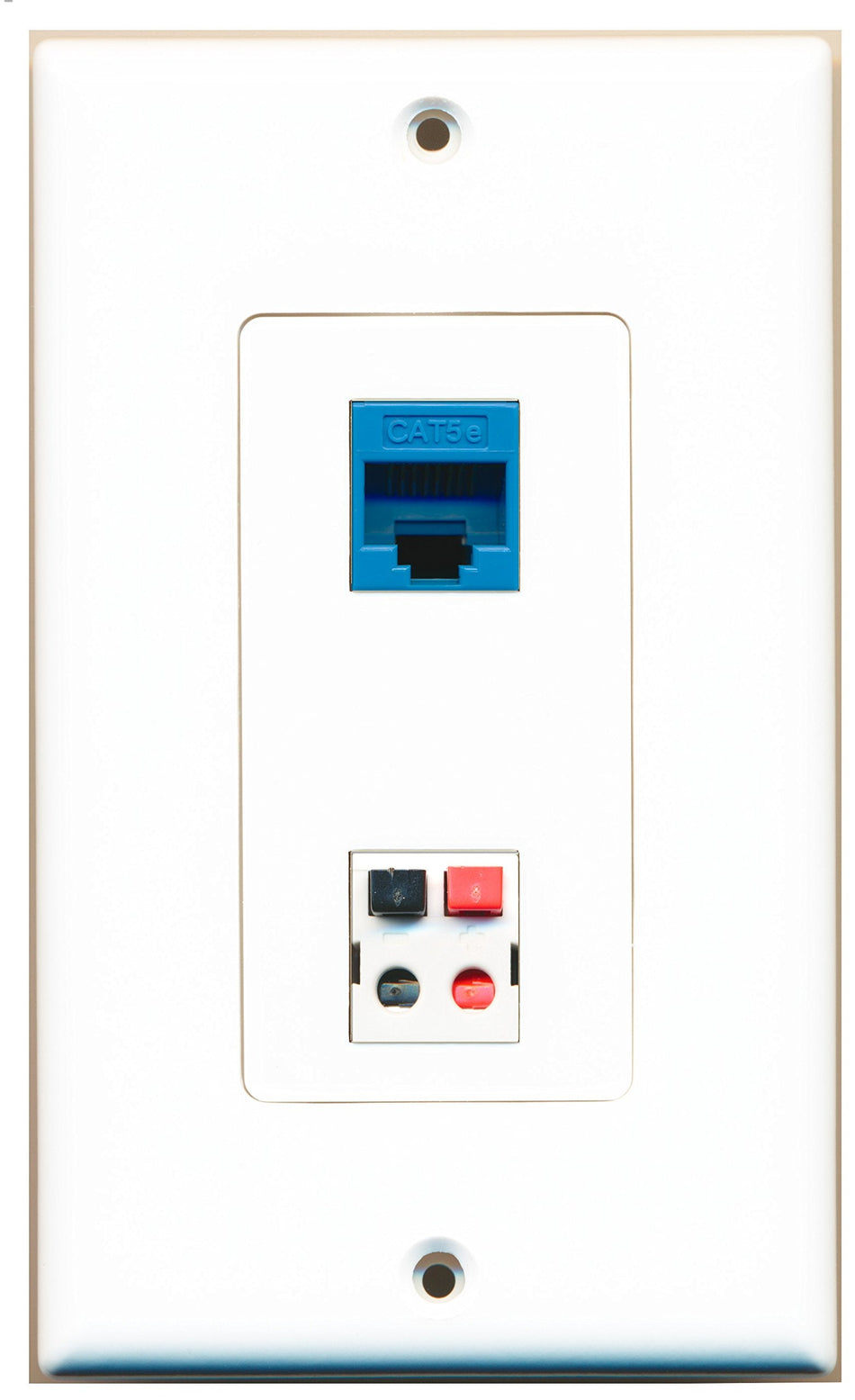 RiteAV 1 Port Cat5e Ethernet Blue 1 Port Speaker Wall Plate OVERSIZED