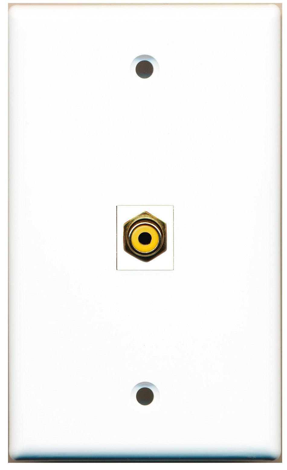 RiteAV - 1 Port RCA Yellow Wall Plate White - Bracket Included