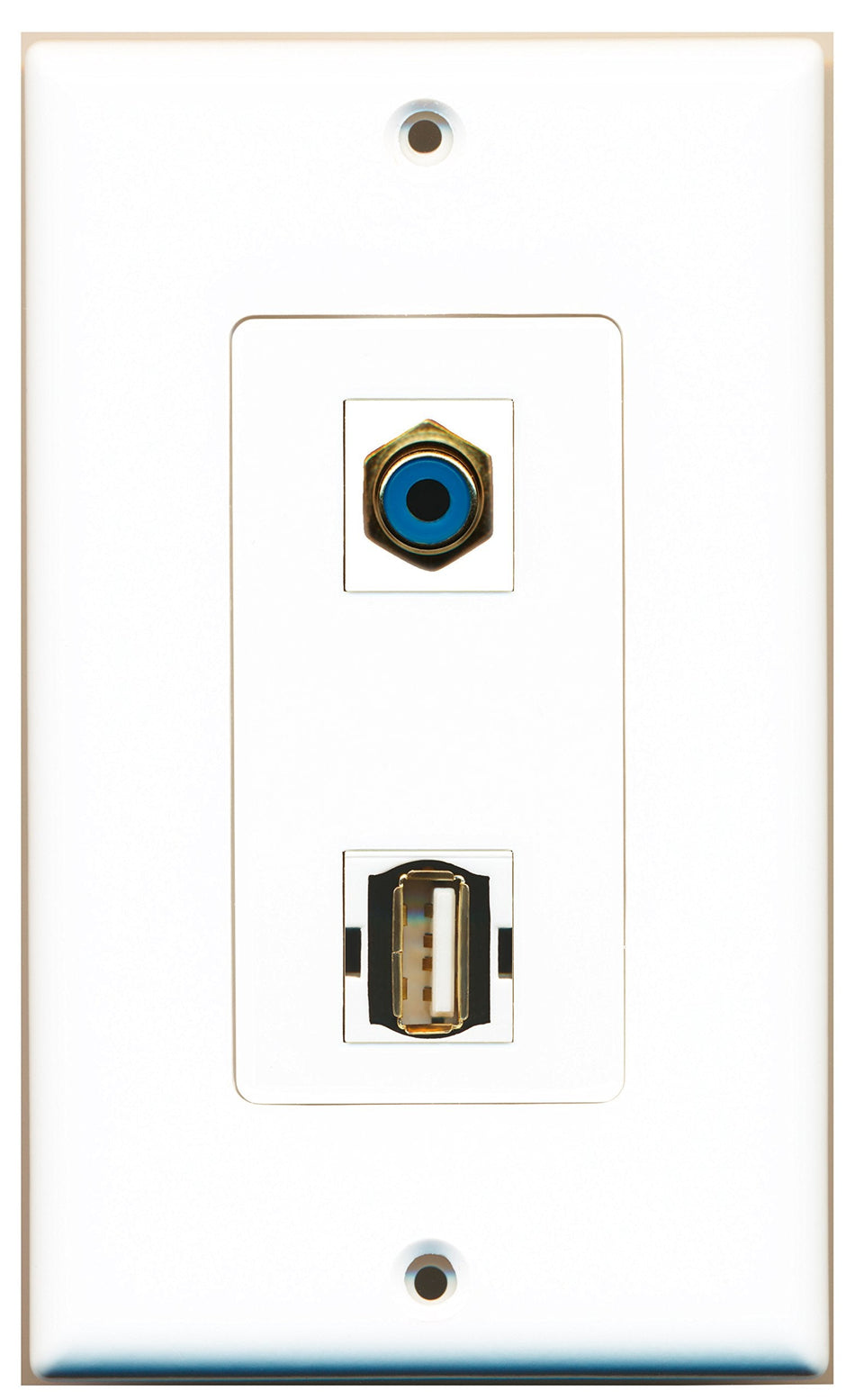 RiteAV 1 Port RCA Blue 1 Port USB A-A Type Wall Plate OVERSIZED
