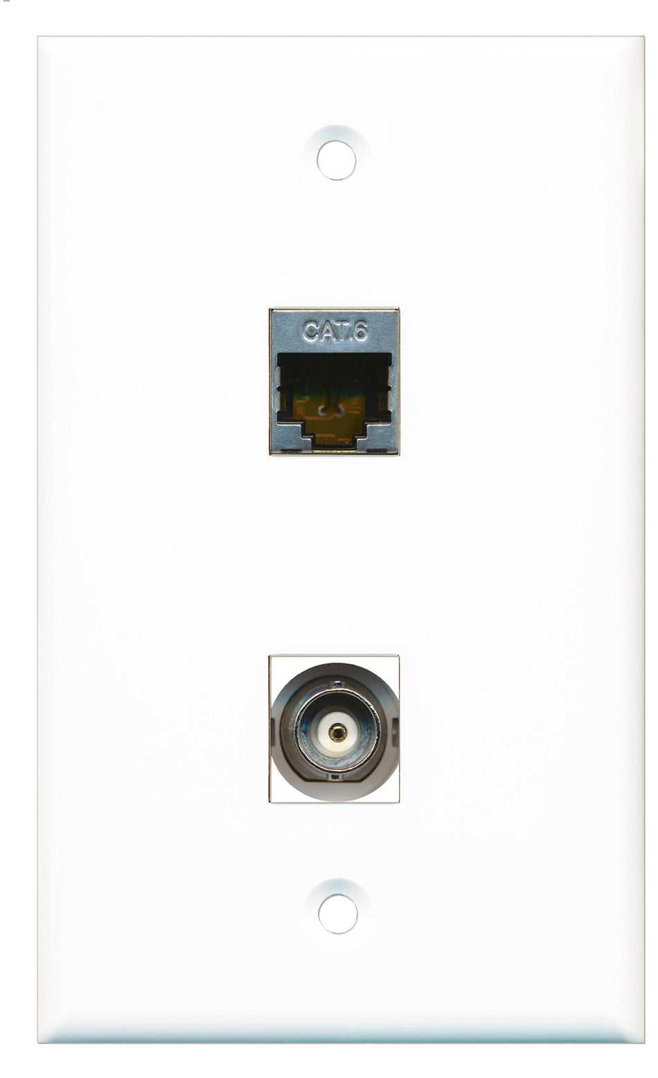 RiteAV - 1 Port Shielded Cat6 1 Port BNC Wall Plate - Bracket Included