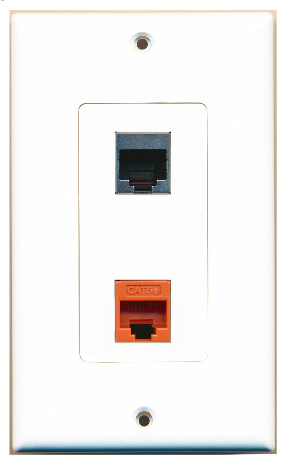 RiteAV 1 Port Cat5e Ethernet Orange 1 Port RJ45 Shielded Wall Plate OVERSIZED