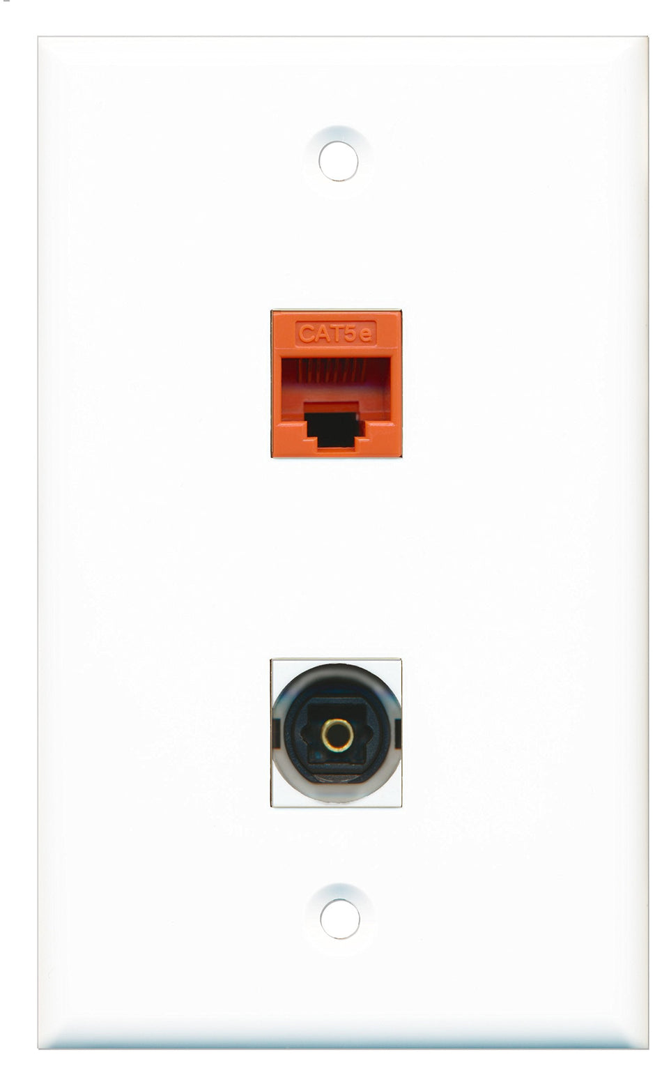 RiteAV - 1 Port Toslink 1 Port Cat5e Orange Wall Plate - Bracket Included