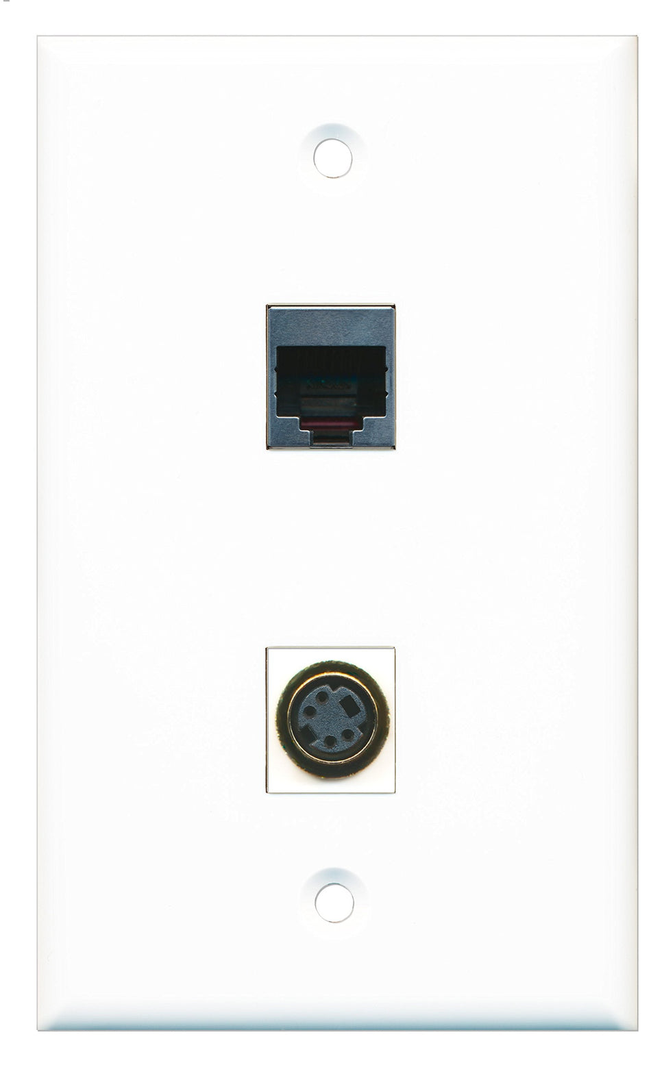 RiteAV - 1 Port S-Video 1 Port RJ45 Shielded Wall Plate - Bracket Included