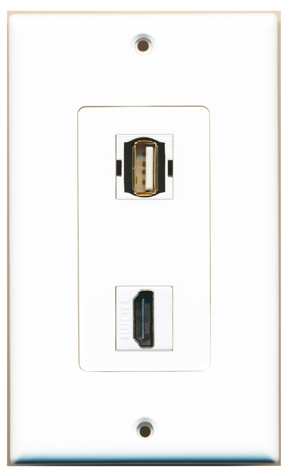 RiteAV 1 Port HDMI 1 Port USB A-A Wall Plate OVERSIZED White