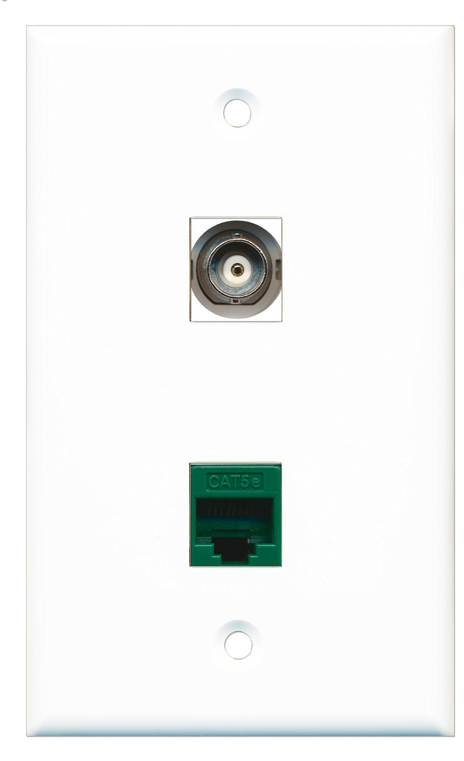 RiteAV - 1 Port BNC 1 Port Cat5e Ethernet Green Wall Plate - Bracket Included