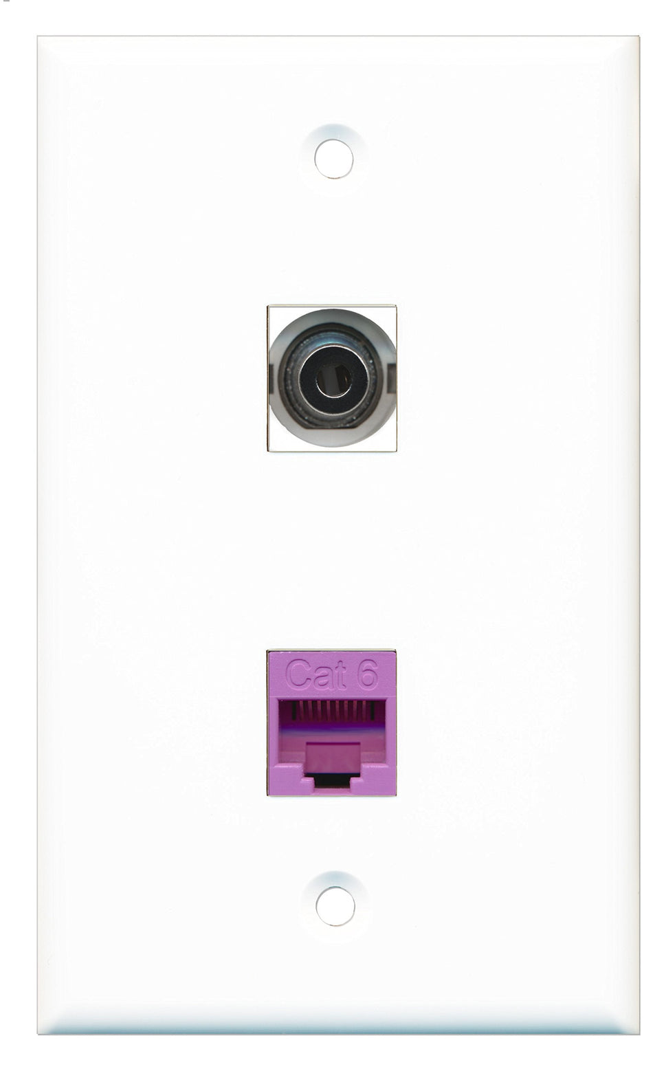 RiteAV - 1 Port 3.5mm 1 Port Cat6 Ethernet Purple Wall Plate - Bracket Included