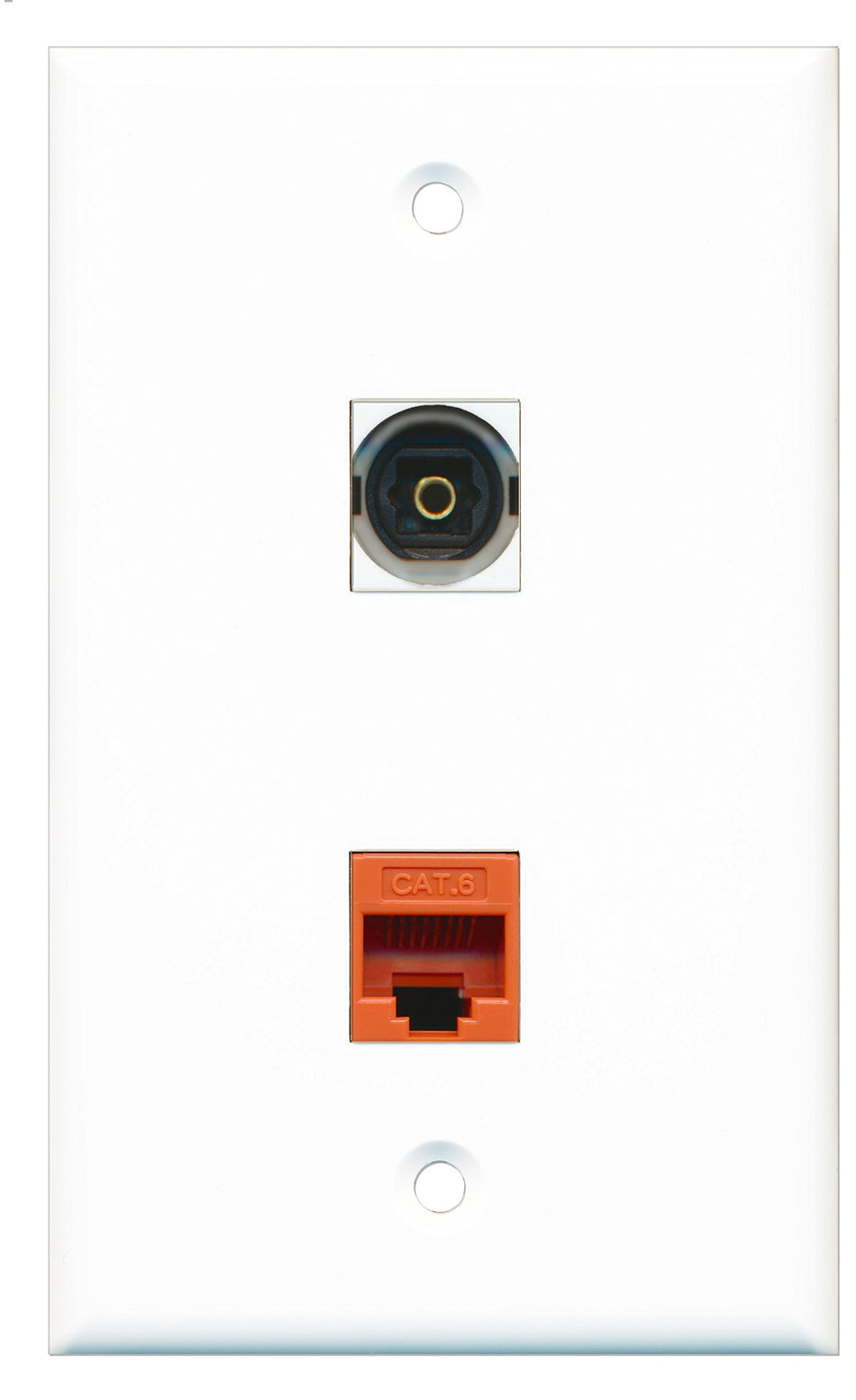 RiteAV - 1 Port Toslink 1 Port Cat6 Ethernet Orange Wall Plate - Bracket Included