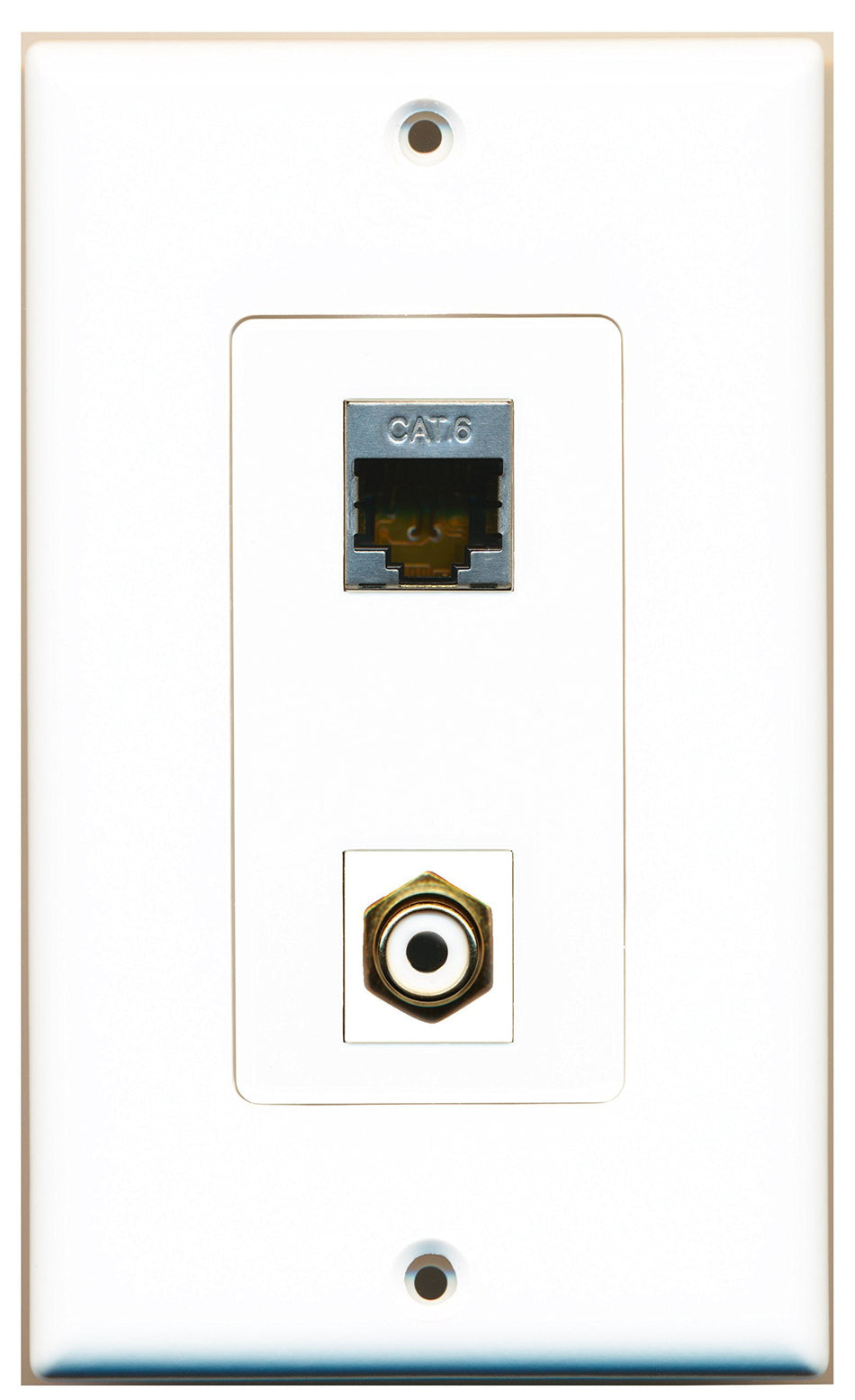 RiteAV 1 Port RCA White 1 Port Shielded Cat6 Wall Plate OVERSIZED White