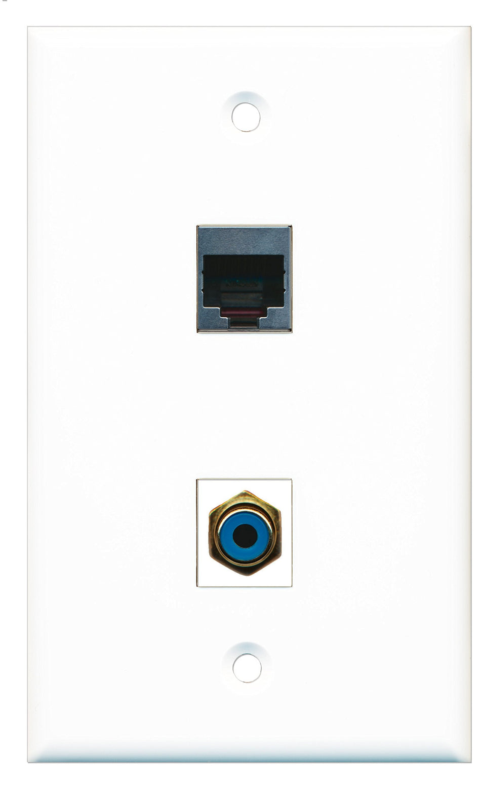 RiteAV - 1 Port RCA Blue 1 Port RJ45 Shielded Wall Plate - Bracket Included