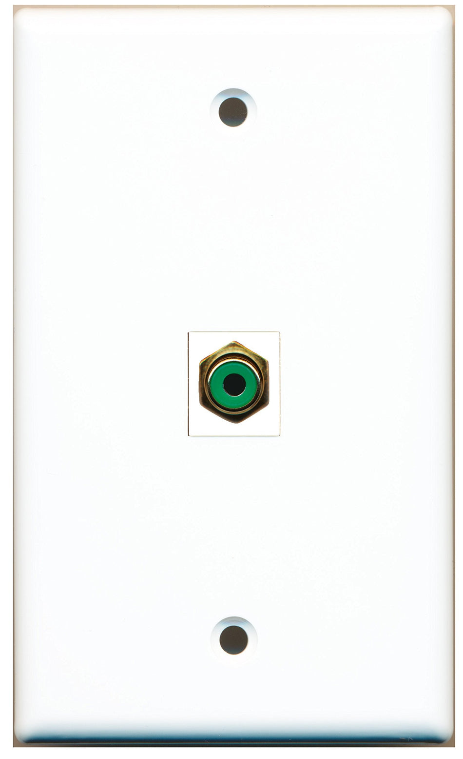RiteAV - 1 Port RCA Green Wall Plate White - Bracket Included