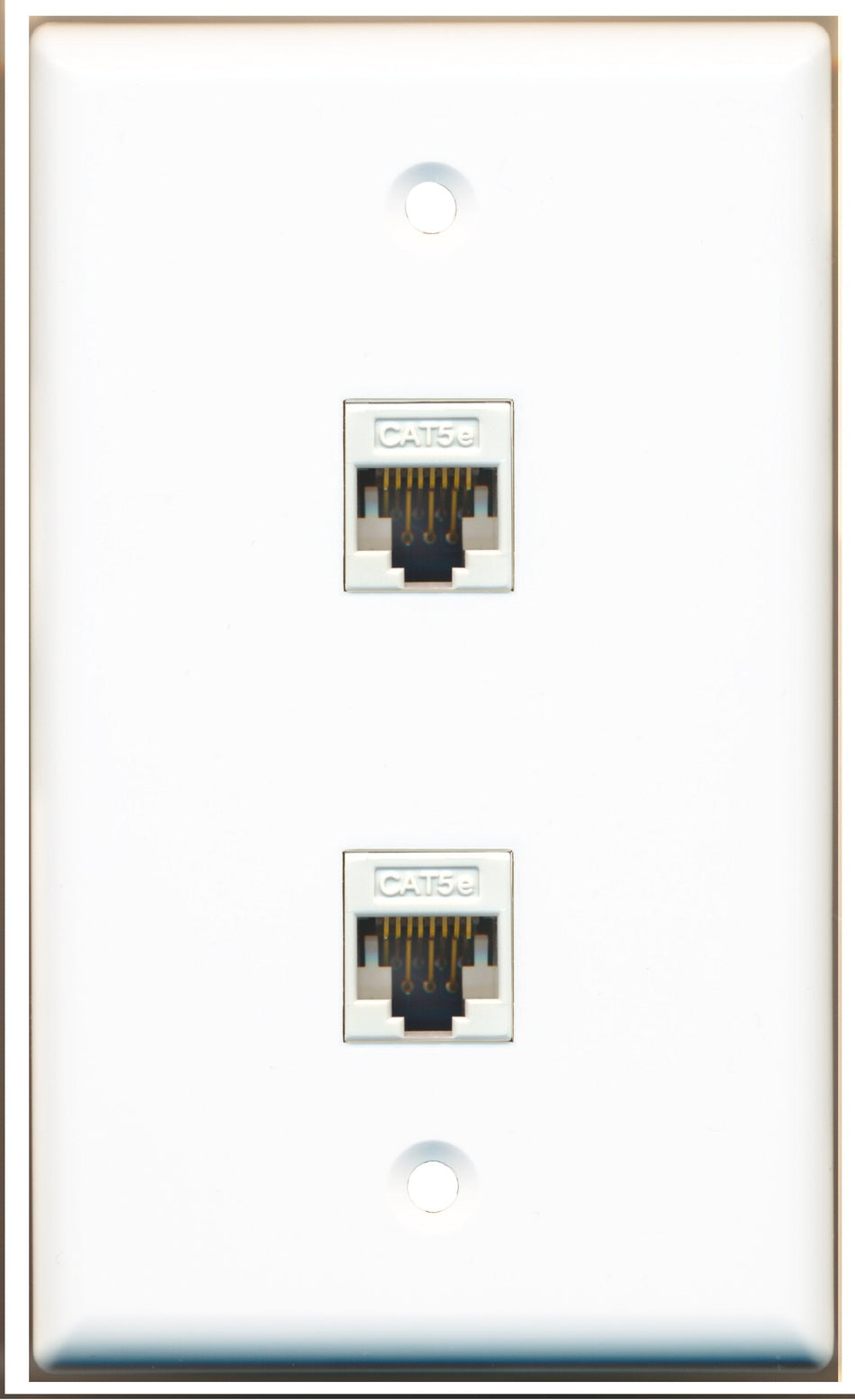 RiteAV - 2 Port Cat5e Ethernet White Wall Plate White - Bracket Included