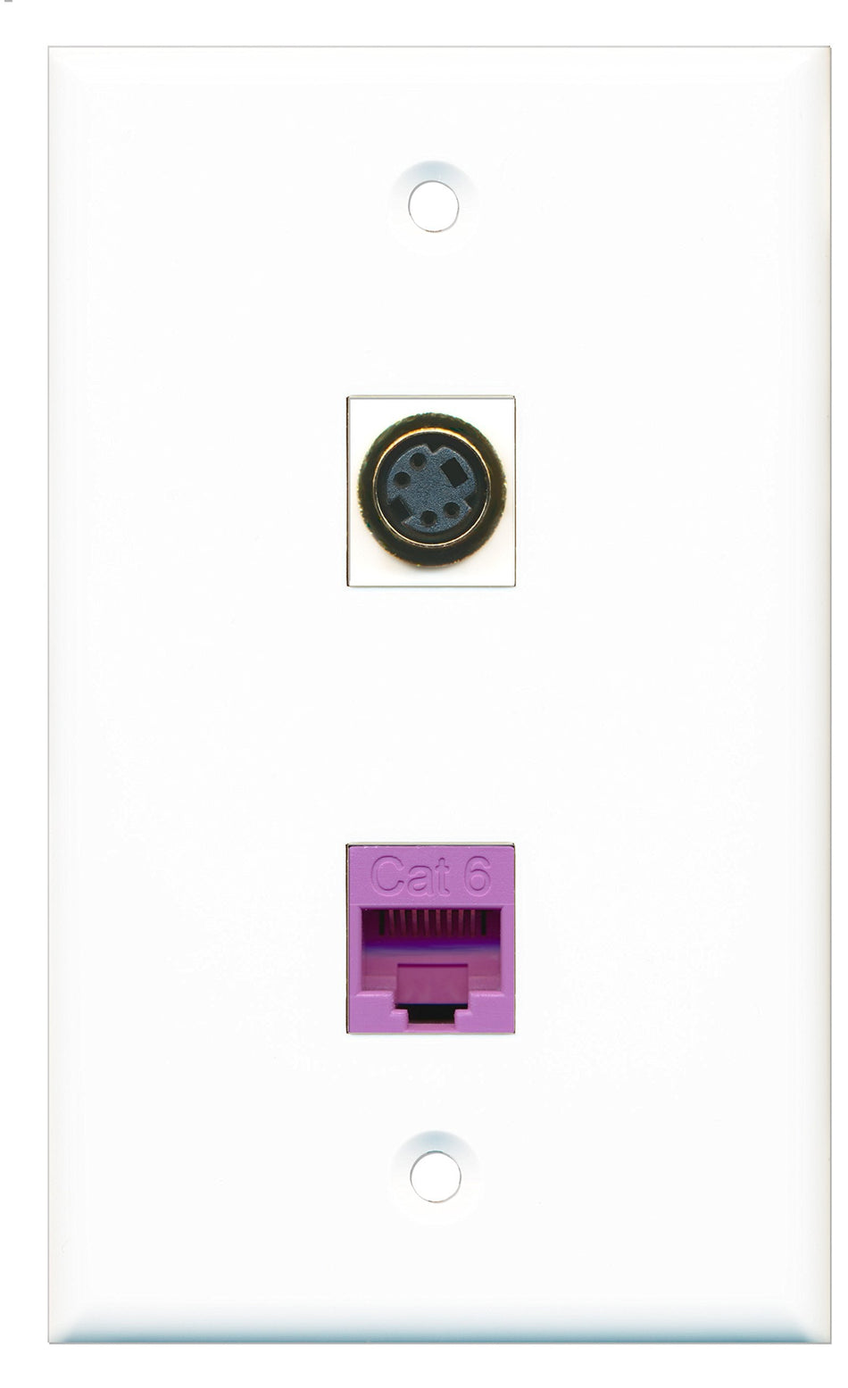 RiteAV - 1 Port S-Video 1 Port Cat6 Ethernet Purple Wall Plate - Bracket Included