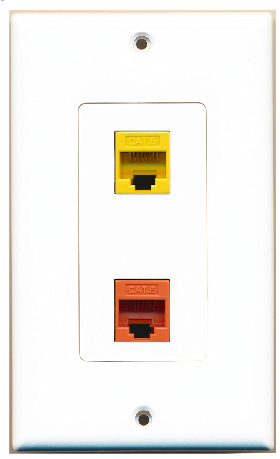 RiteAV 1 Port Cat6 Ethernet Orange 1 Port Cat6 Ethernet Yellow Wall Plate OVERSIZED