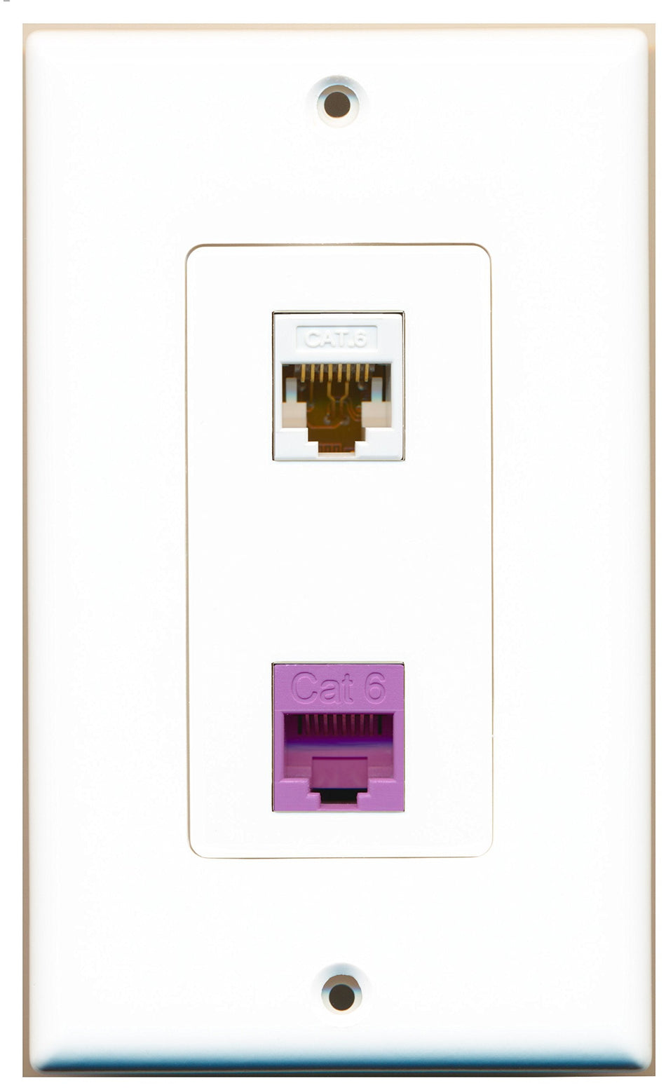 RiteAV 1 Port Cat6 Ethernet White 1 Port Cat6 Ethernet Purple Wall Plate OVERSIZED