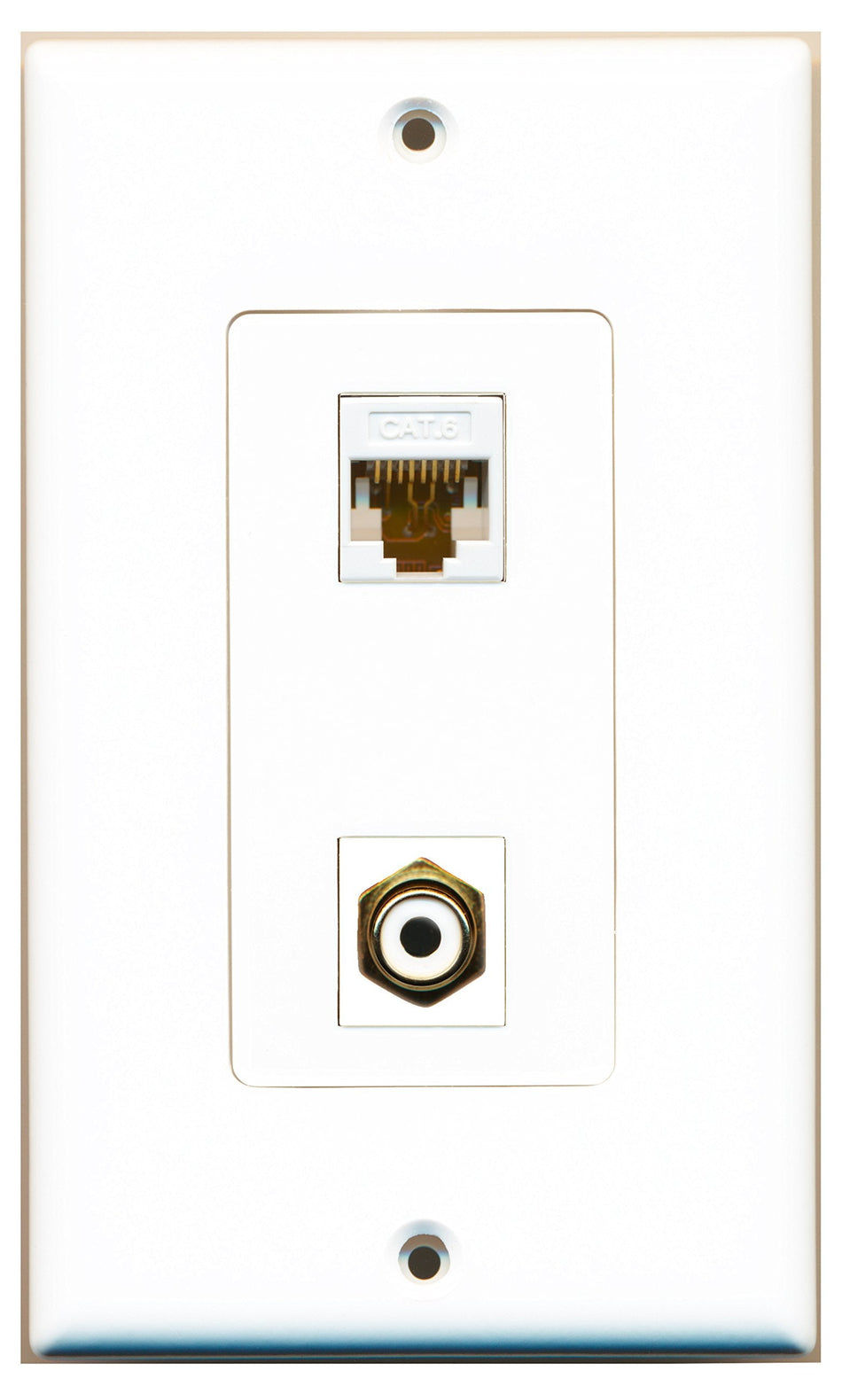 RiteAV 1 Port RCA White 1 Port Cat6 White Wall Plate Oversized White