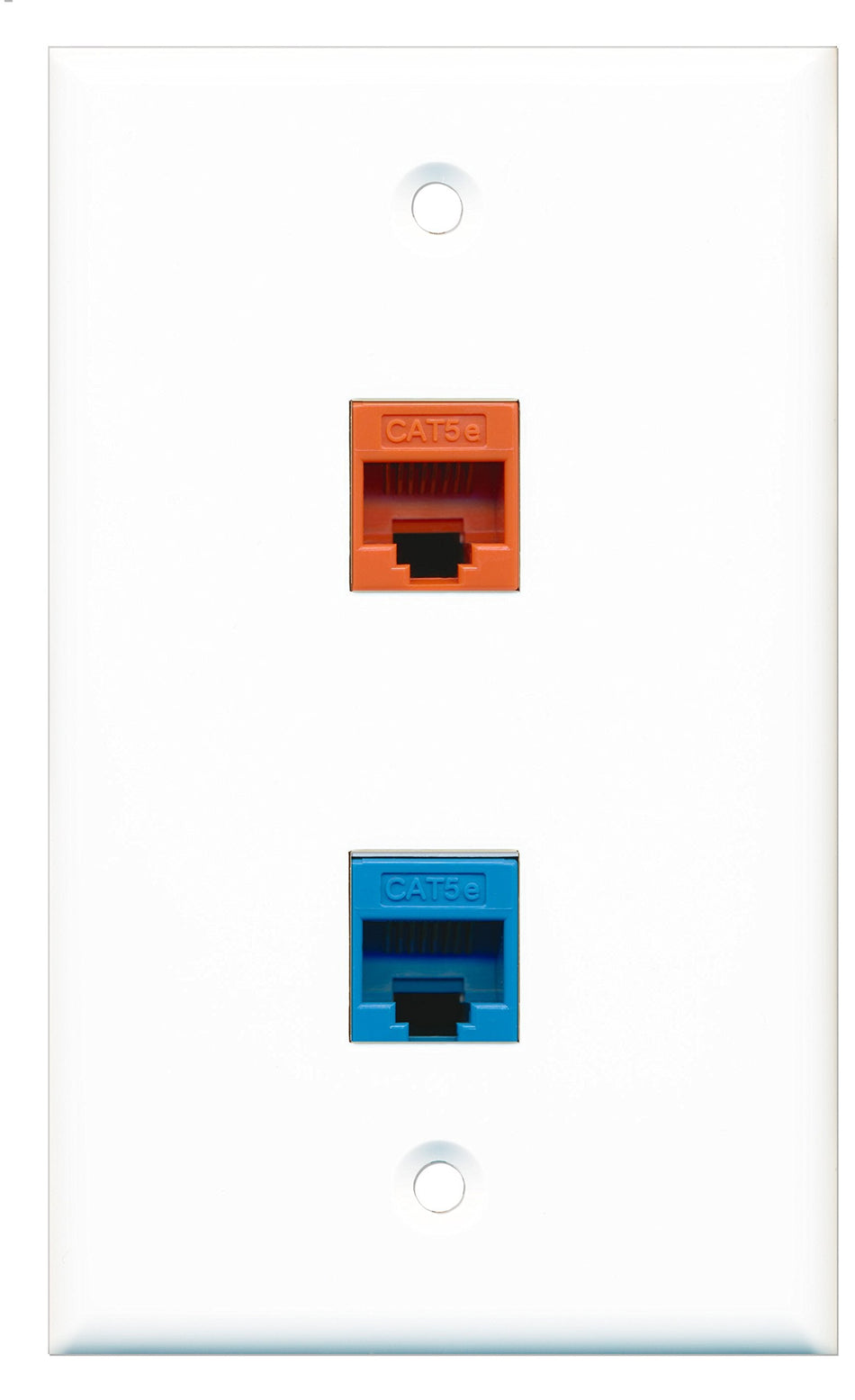 RiteAV - 1 Port Cat5e Ethernet Blue 1 Port Cat5e Ethernet Orange Wall Plate - Bracket Included