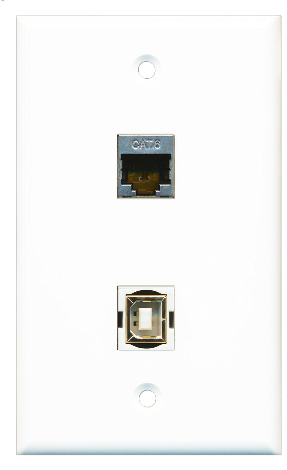 RiteAV - 1 Port Shielded Cat6 Ethernet 1 Port USB B-B Wall Plate - Bracket Included
