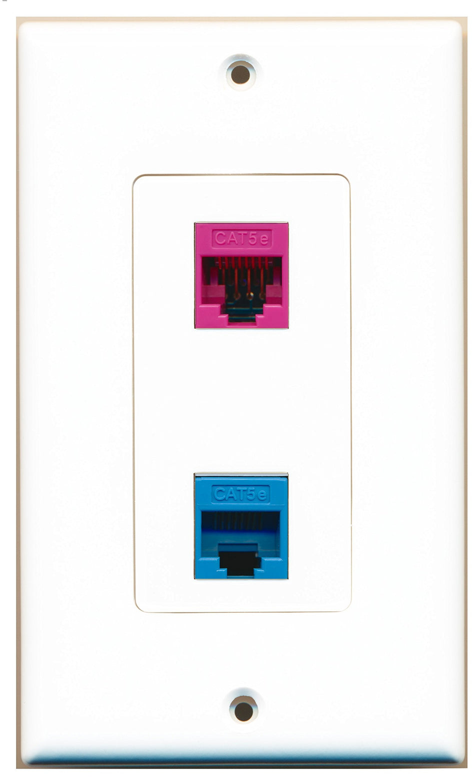 RiteAV 1 Port Cat5e Ethernet Blue 1 Port Cat5e Ethernet Pink Wall Plate OVERSIZED