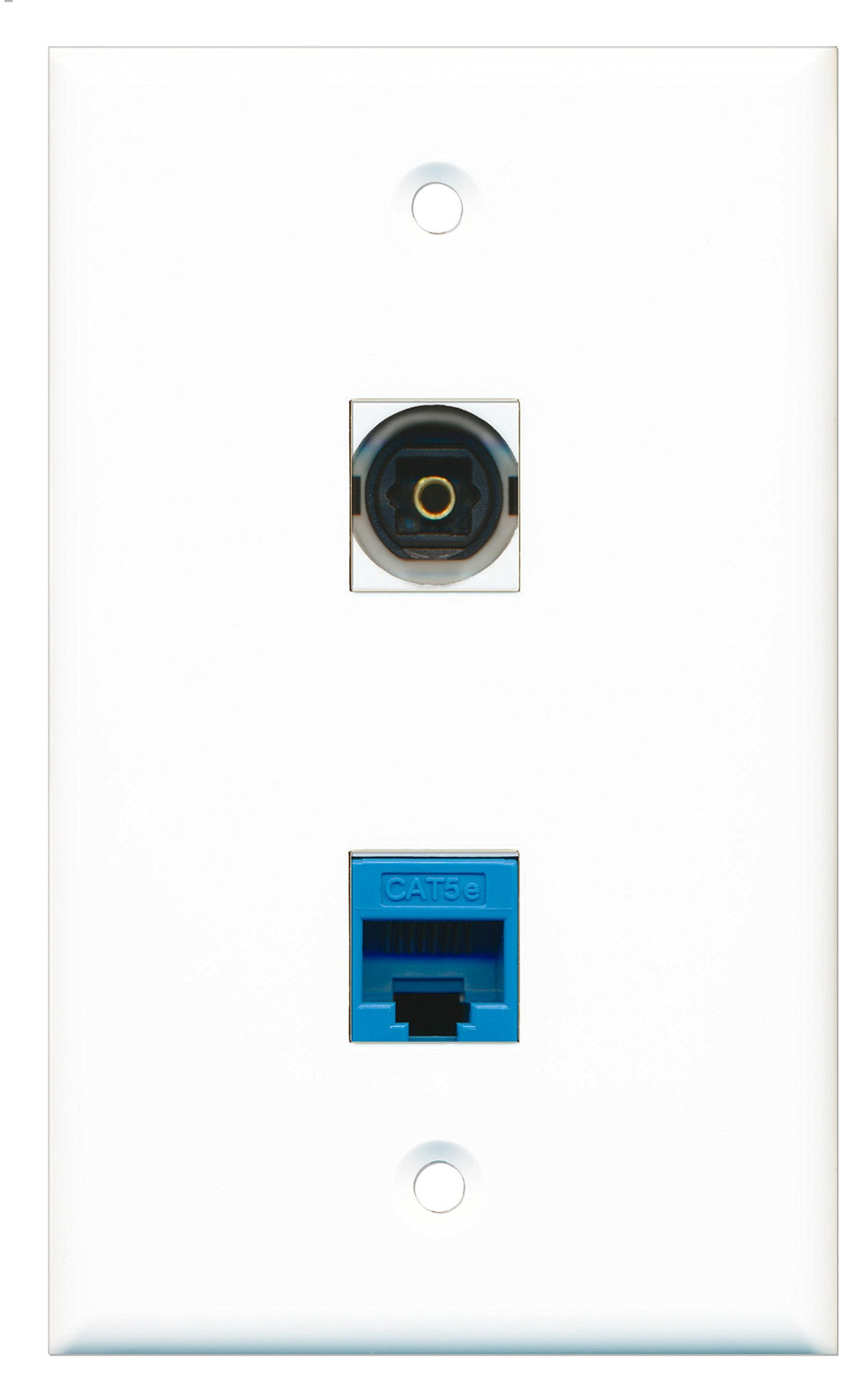 RiteAV - 1 Port Toslink 1 Port Cat5e Ethernet Blue Wall Plate - Bracket Included