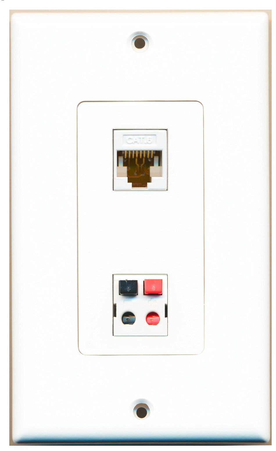 RiteAV 1 Port Cat6 Ethernet White 1 Port Speaker Wall Plate OVERSIZED