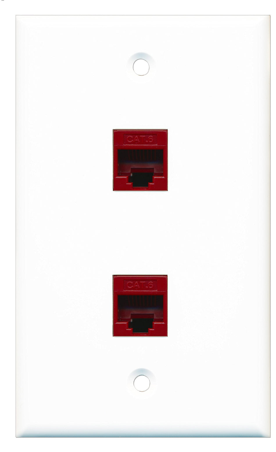 RiteAV - 2 Port Cat6 Ethernet Red Wall Plate - Bracket Included