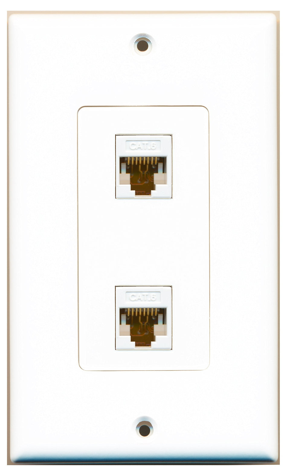 RiteAV 2 Port Cat6 White Wall Plate OVERSIZED White