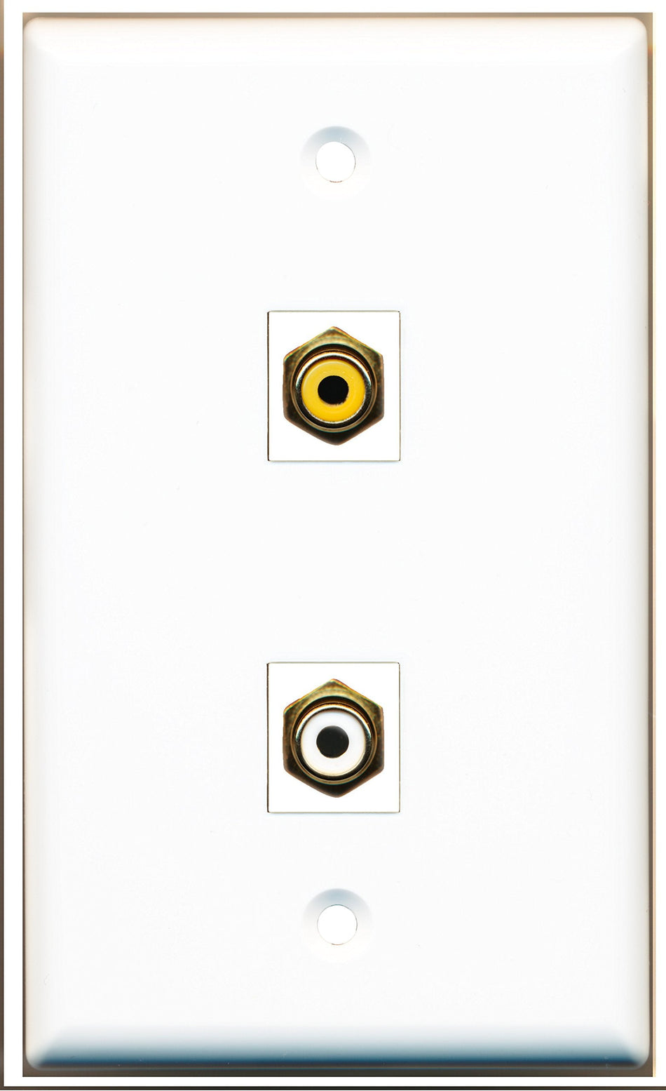 RiteAV - 1 Port RCA White 1 Port RCA Yellow Wall Plate White - Bracket Included