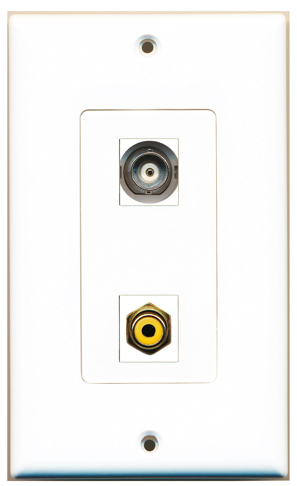 RiteAV 1 Port RCA Yellow 1 Port BNC Wall Plate OVERSIZED White