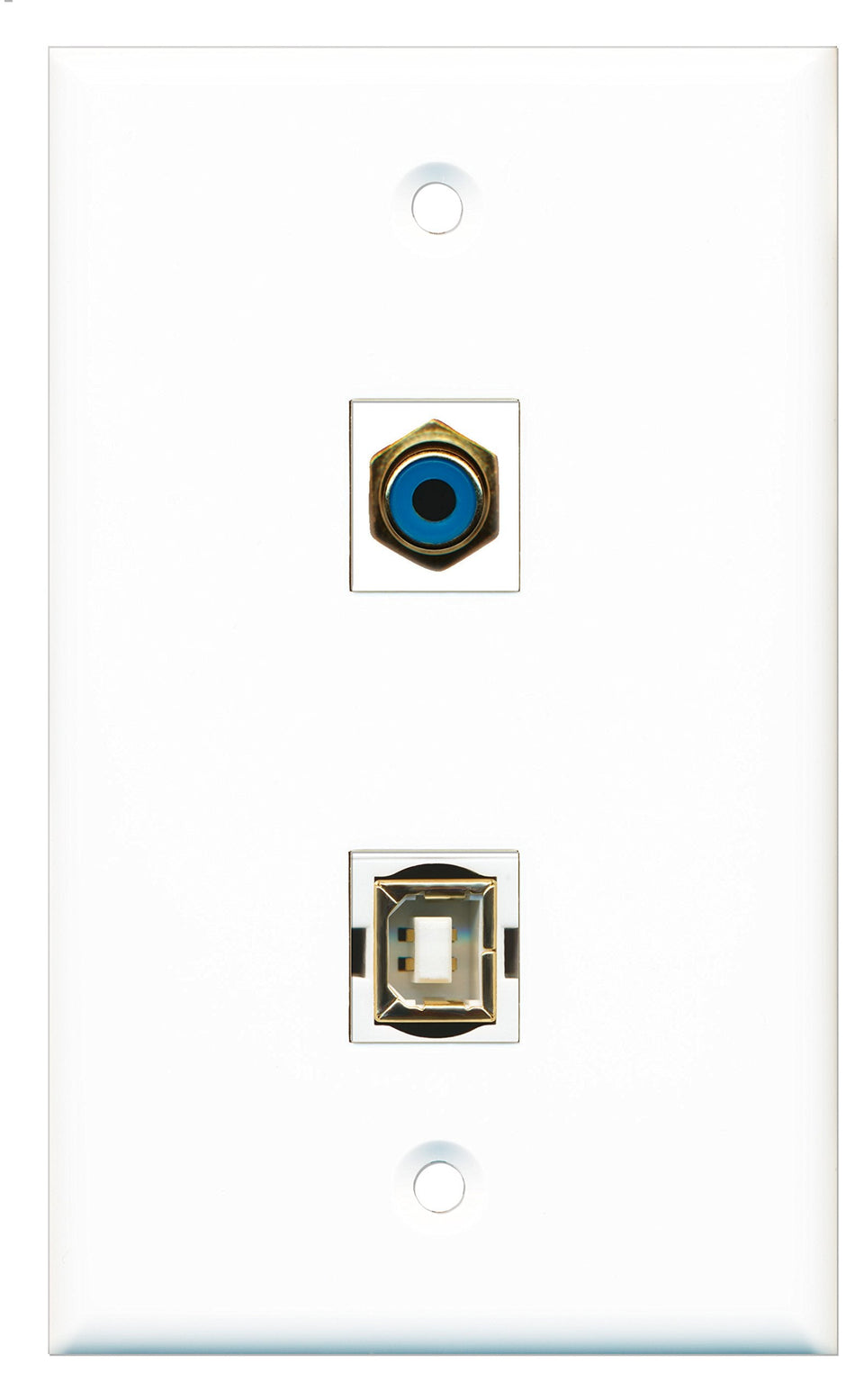RiteAV - 1 Port RCA Blue 1 Port USB B-B Wall Plate - Bracket Included