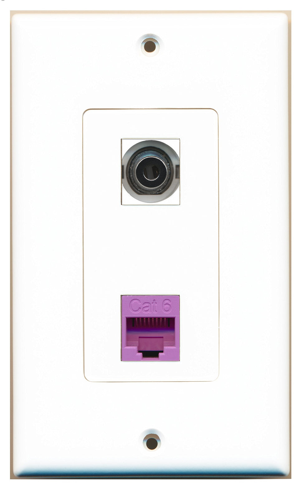RiteAV 1 Port 3.5mm 1 Port Cat6 Ethernet Purple Wall Plate OVERSIZED