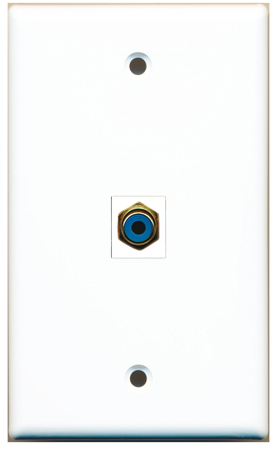 RiteAV - 1 Port RCA Blue Wall Plate White - Bracket Included