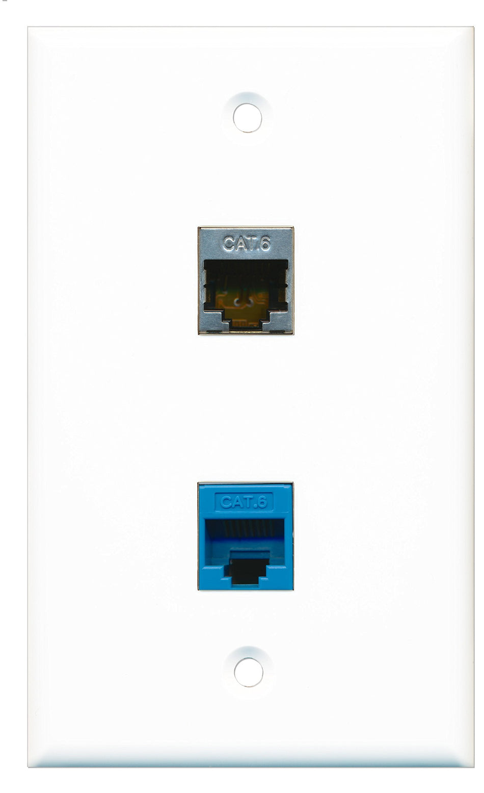 RiteAV - 1 Port Shielded Cat6 Ethernet 1 Port Cat6 Ethernet Blue Wall Plate - Bracket Included