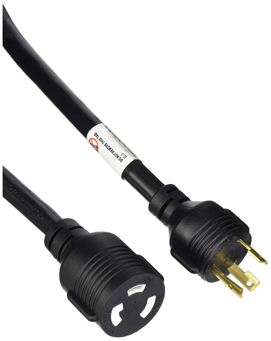 Monoprice Heavy Duty Extension Cord - 3 Feet - Black | Locking Connectors NEMA L5-30P to NEMA L5-30R 10AWG 30A SJT 125V