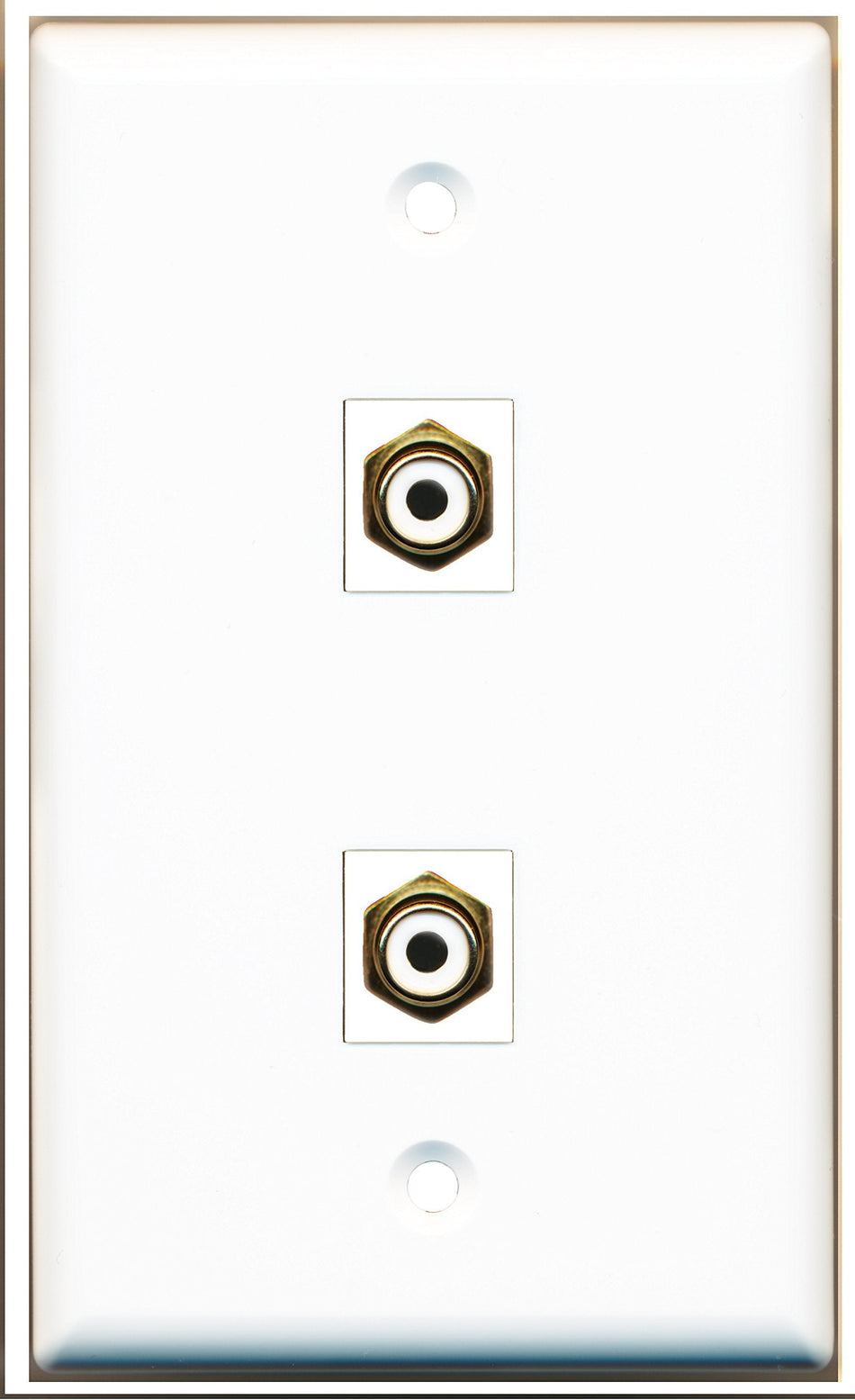 RiteAV - 2 Port RCA White Wall Plate White - Bracket Included