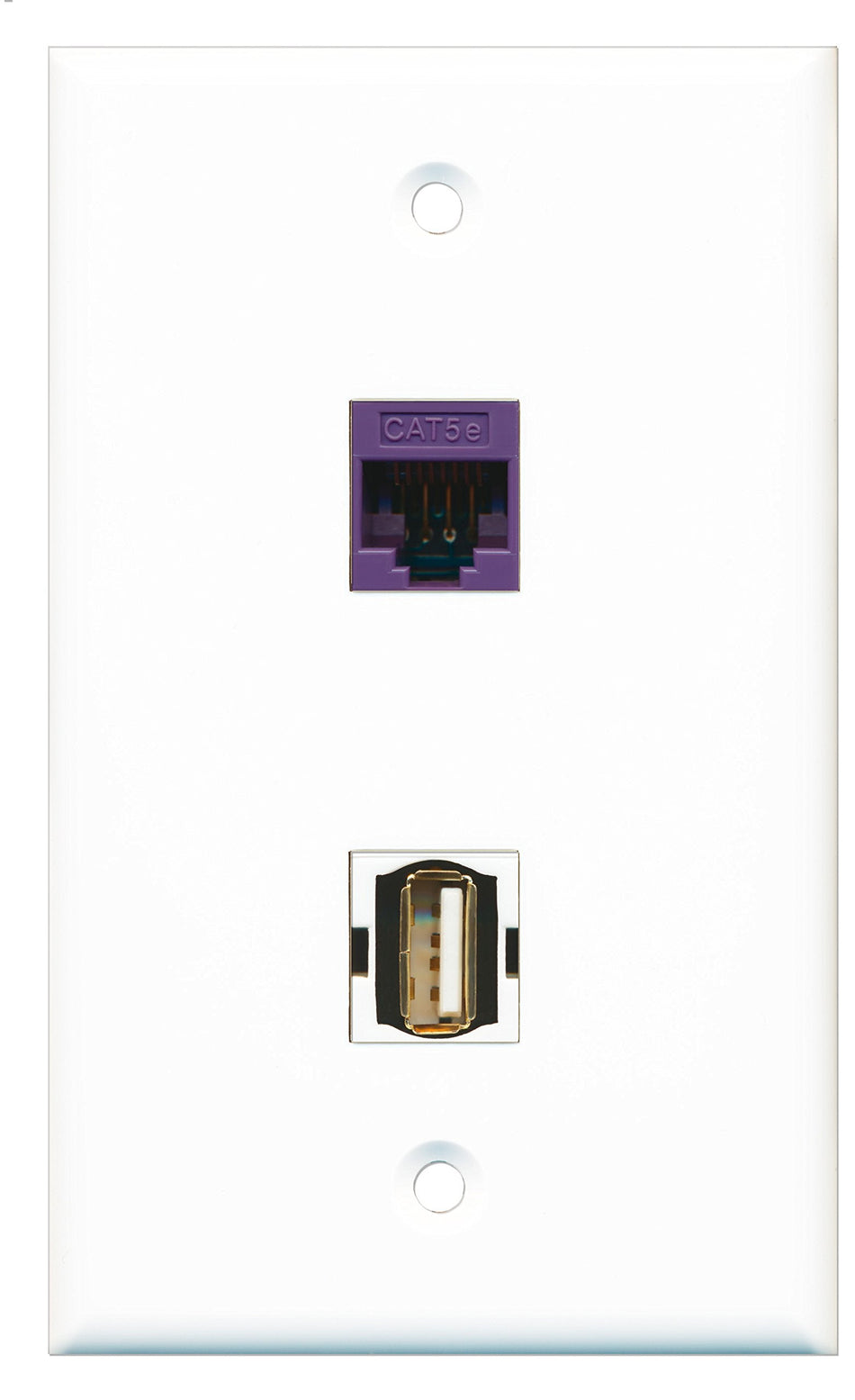 RiteAV - 1 Port USB A-A 1 Port Cat5e Purple Wall Plate - Bracket Included