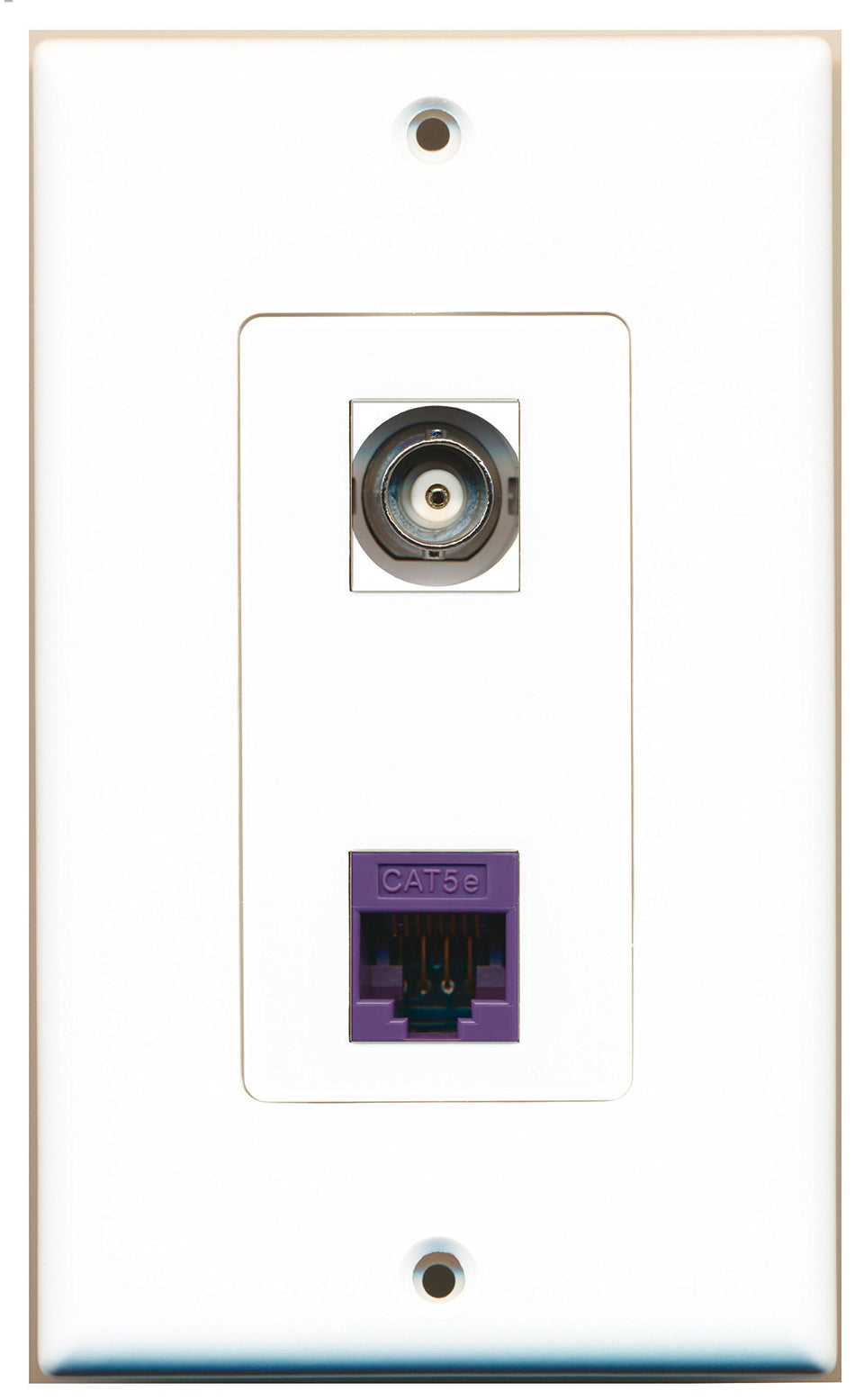 RiteAV 1 Port BNC 1 Port Cat5e Ethernet Purple Wall Plate OVERSIZED