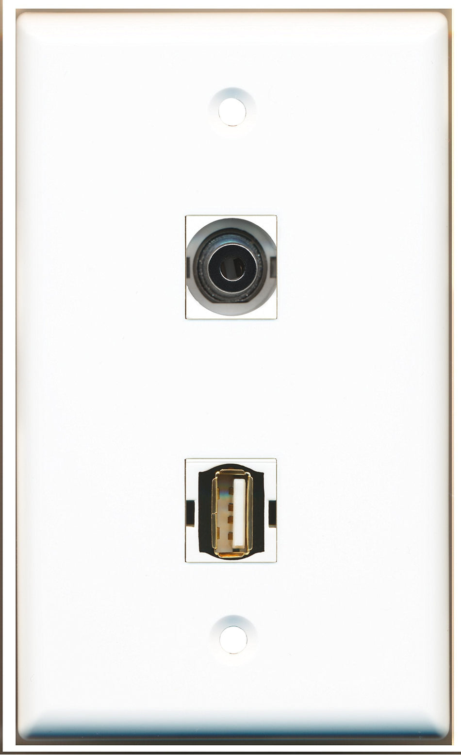 RiteAV - 1 Port USB A-A 1 Port 3.5mm Wall Plate - Bracket Included