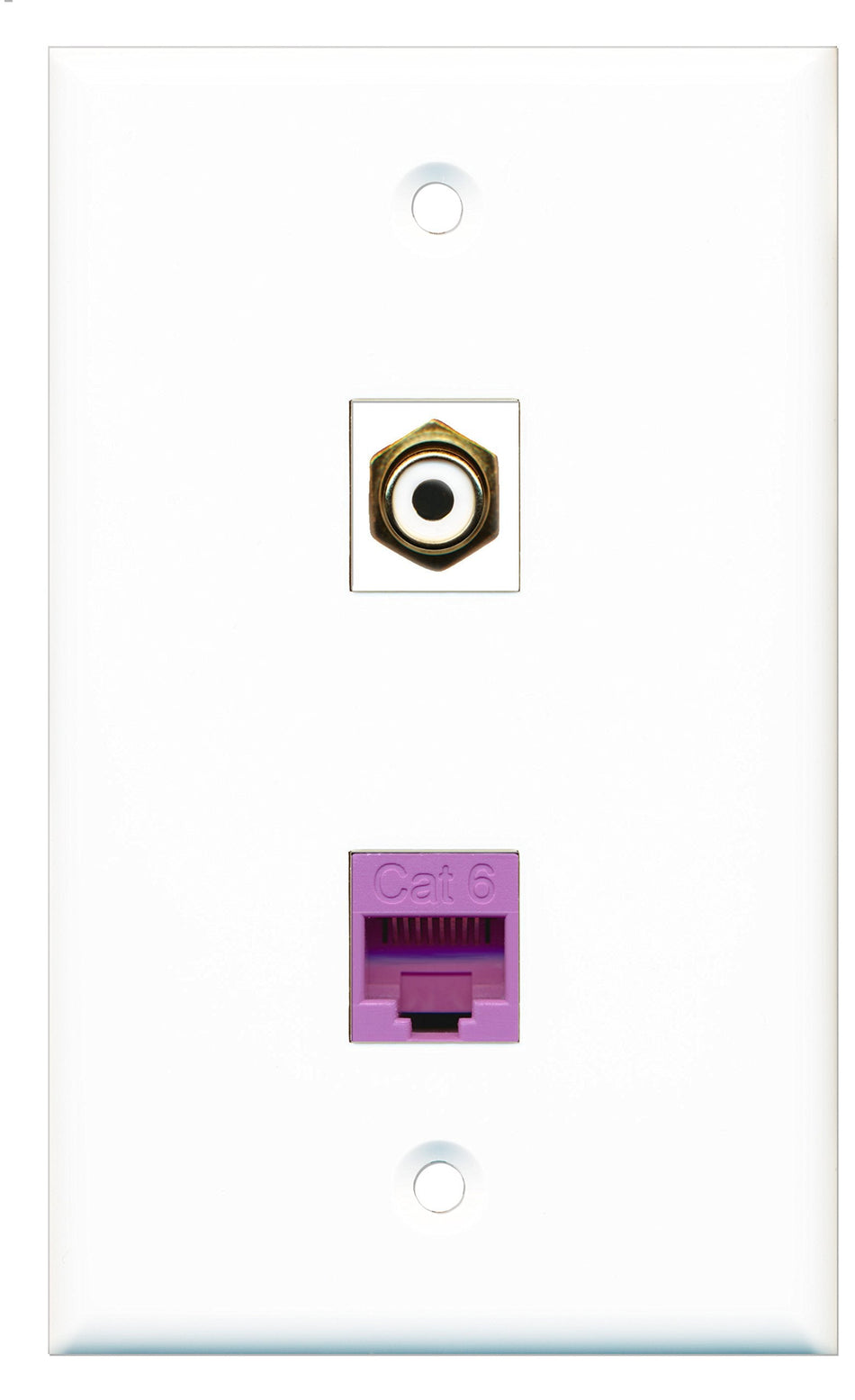 RiteAV - 1 Port RCA White 1 Port Cat6 Ethernet Purple Wall Plate - Bracket Included