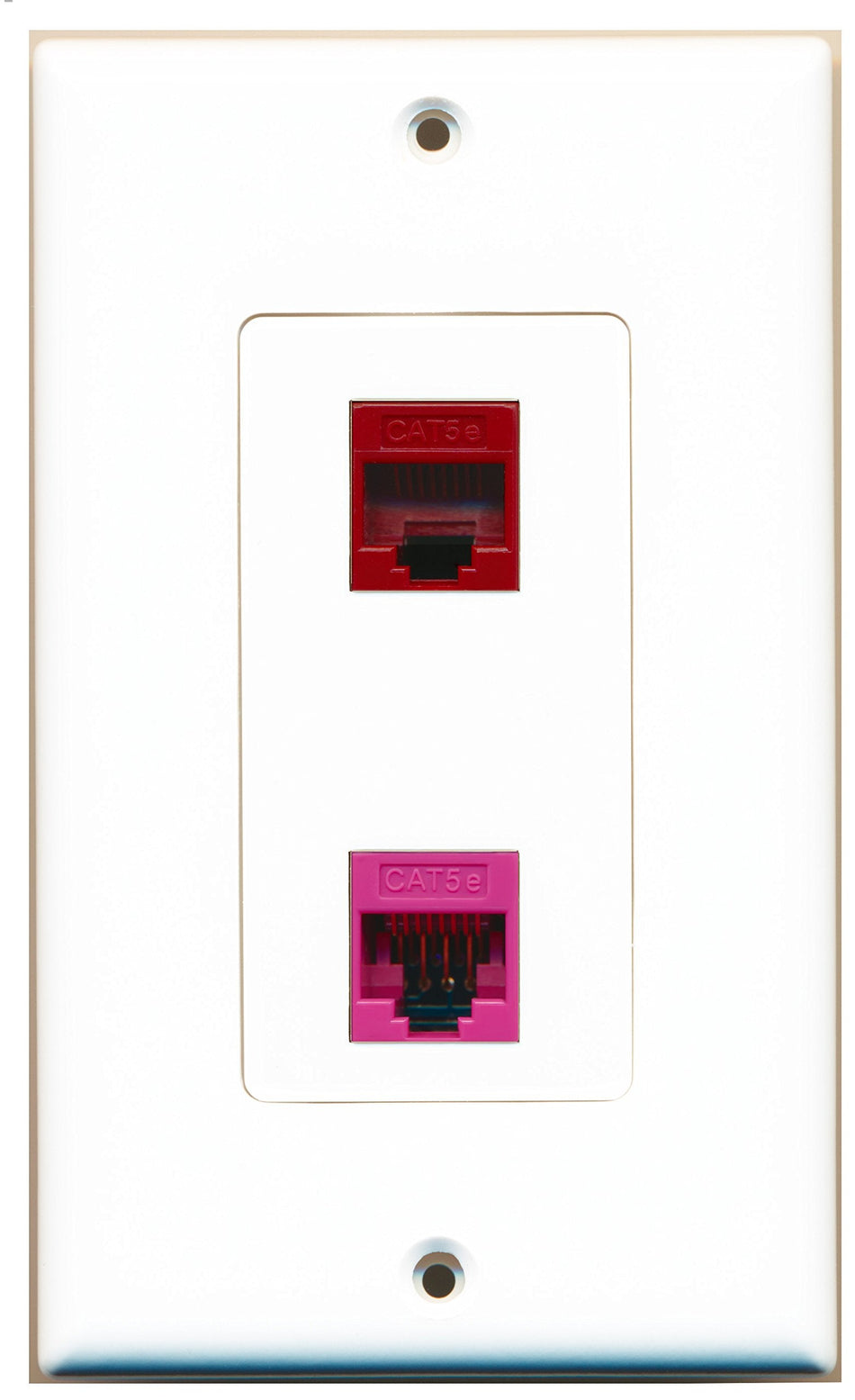 RiteAV 1 Port Cat5e Ethernet Pink 1 Port Cat5e Ethernet Red Wall Plate OVERSIZED