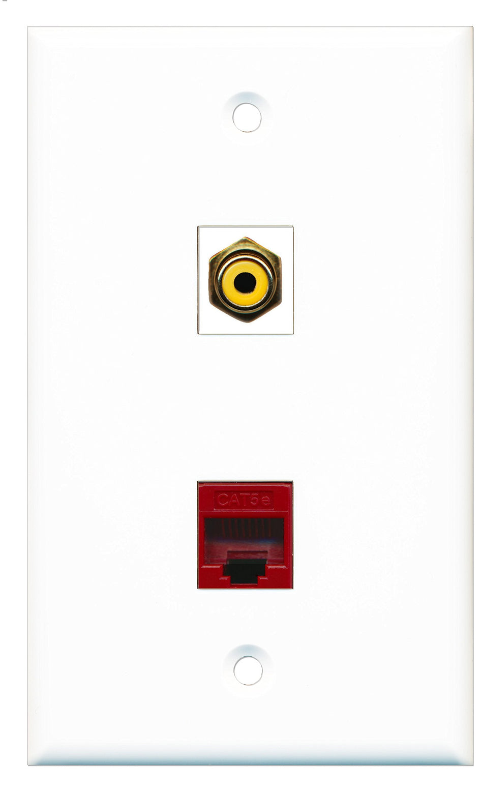 RiteAV - 1 Port RCA Yellow 1 Port Cat5e Ethernet Red Wall Plate - Bracket Included