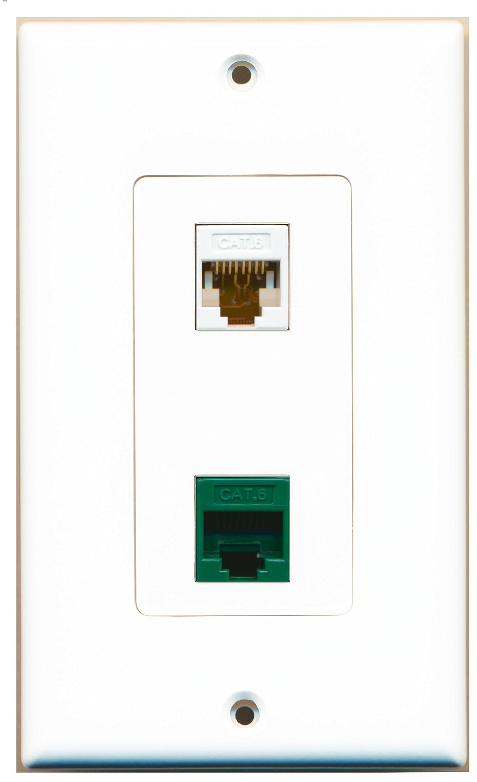 RiteAV 1 Port Cat6 Ethernet White 1 Port Cat6 Ethernet Green Wall Plate OVERSIZED