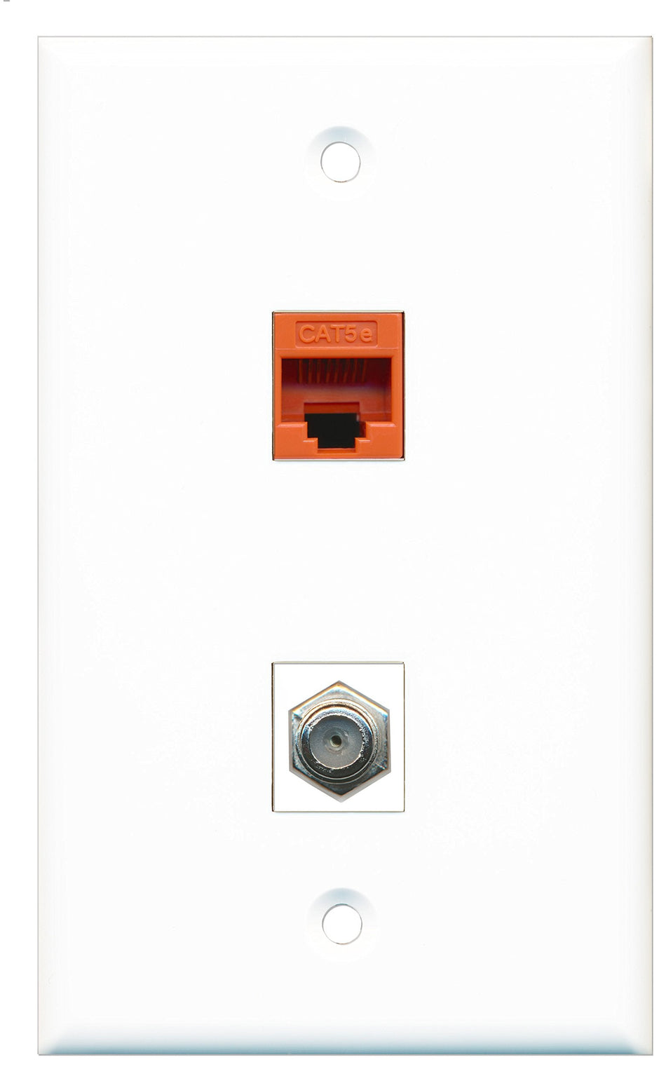 RiteAV - 1 Port Coax 1 Port Cat5e Orange Wall Plate - Bracket Included