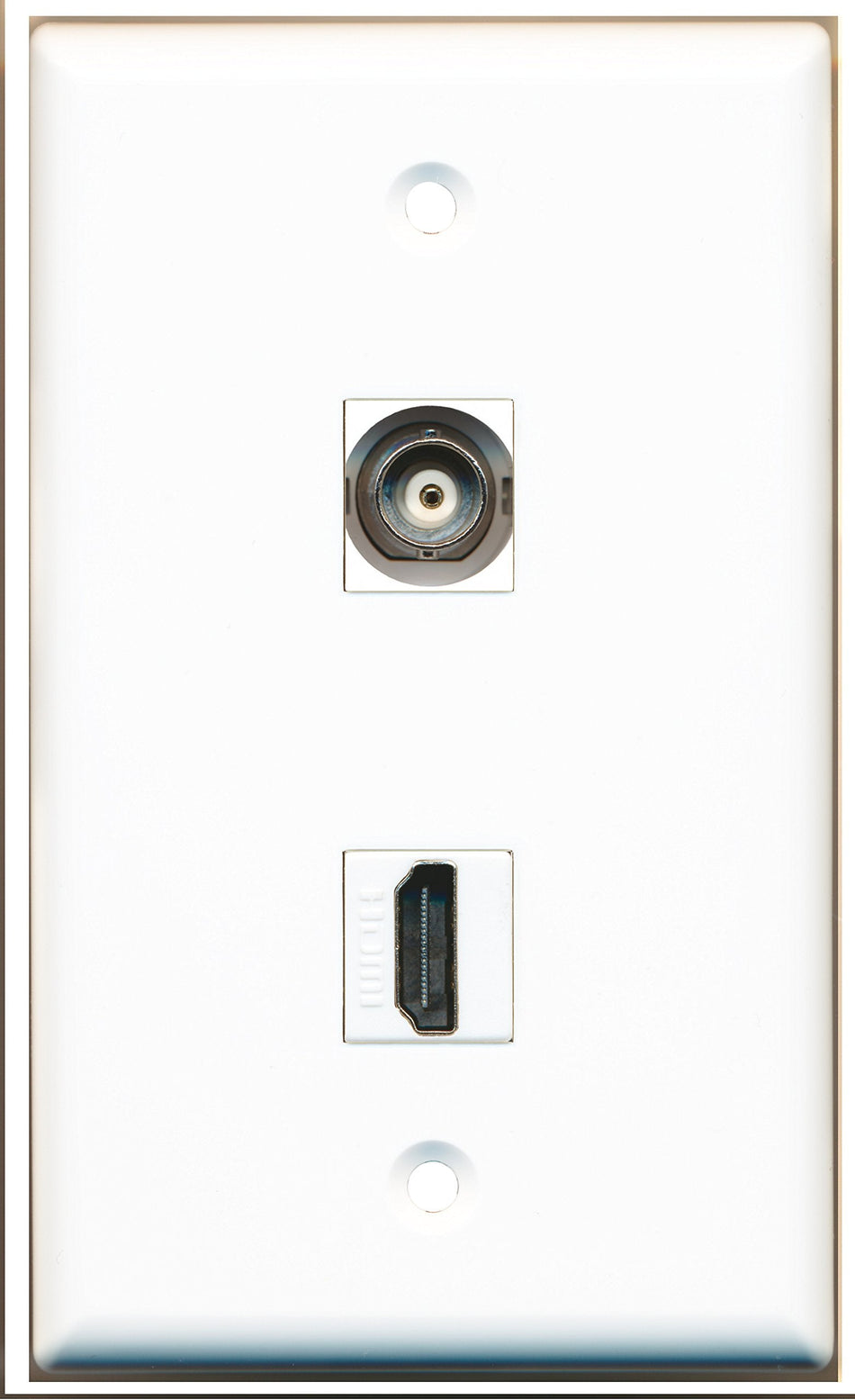 RiteAV - 1 Port HDMI - 1 Port BNC Wall Plate White - Bracket Included