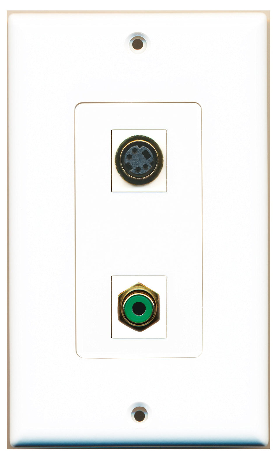 RiteAV 1 Port RCA Green 1 Port S-Video Wall Plate OVERSIZED White