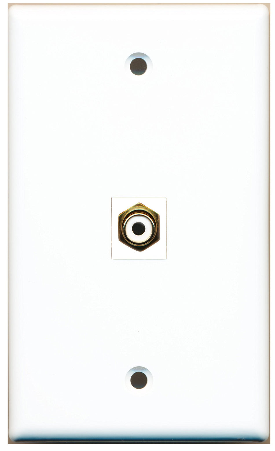 RiteAV - 1 Port RCA White Wall Plate White - Bracket Included
