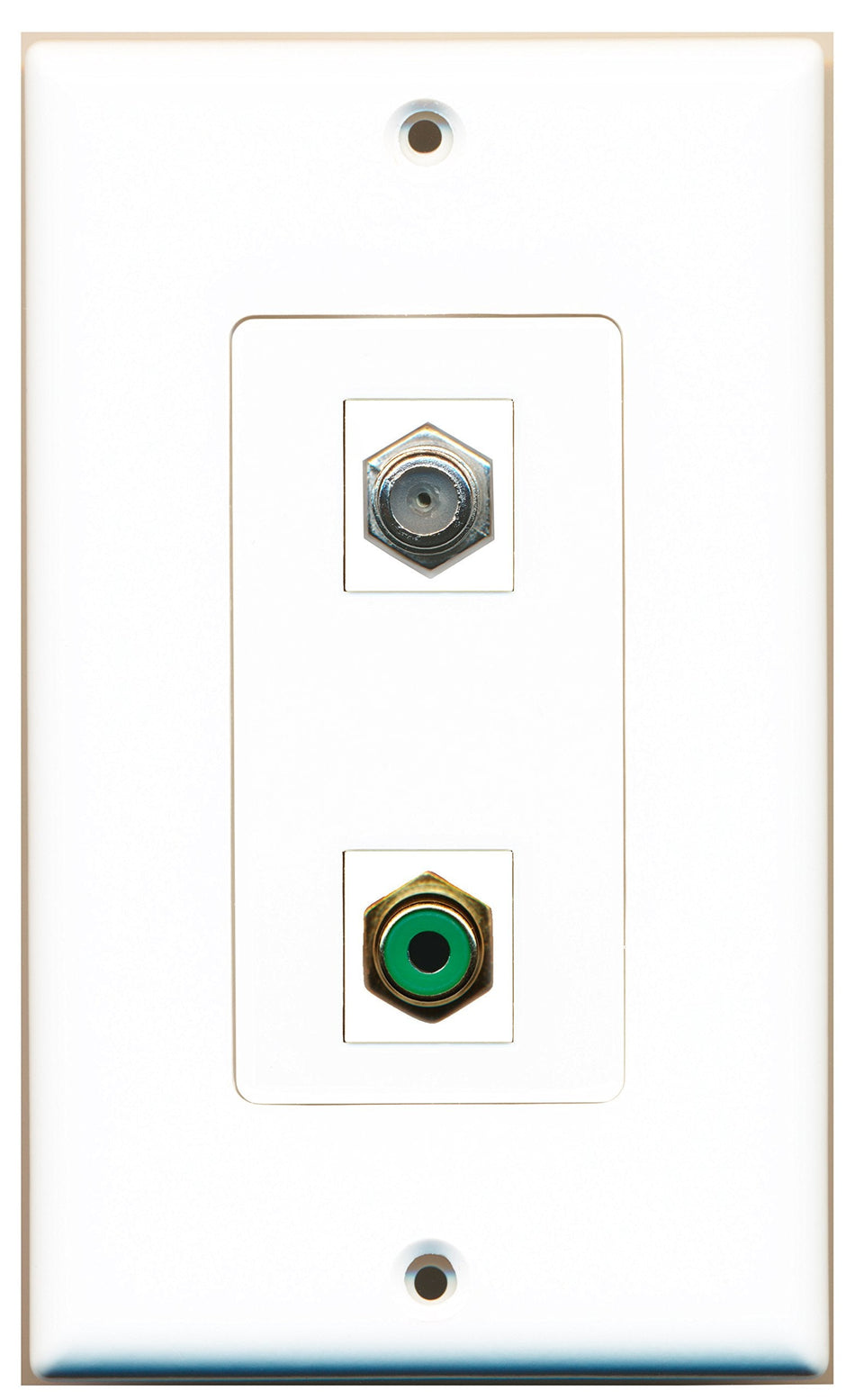 RiteAV 1 Port RCA Green 1 Port Coax Wall Plate OVERSIZED White