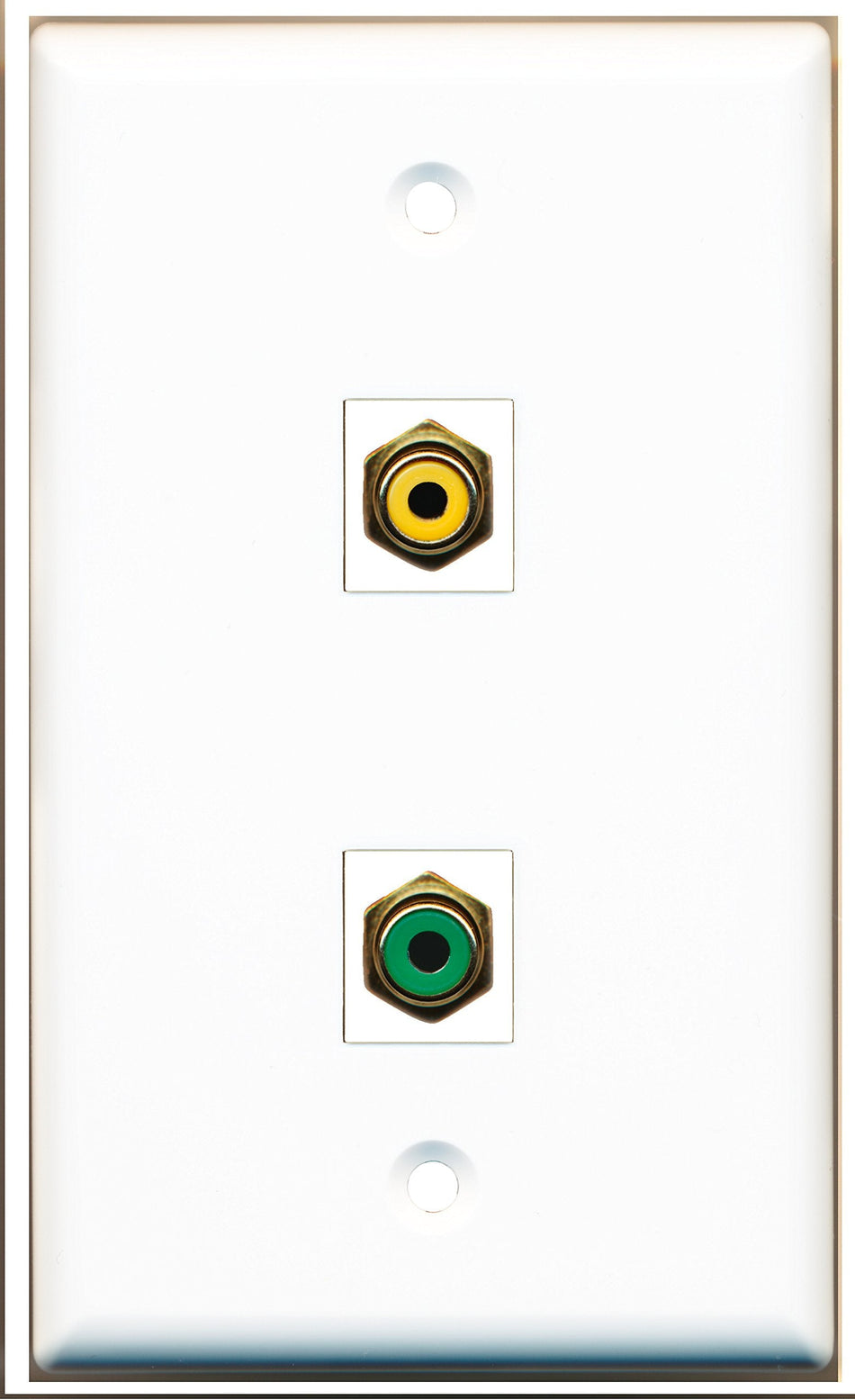 RiteAV - 1 Port RCA Yellow 1 Port RCA Green Wall Plate White - Bracket Included