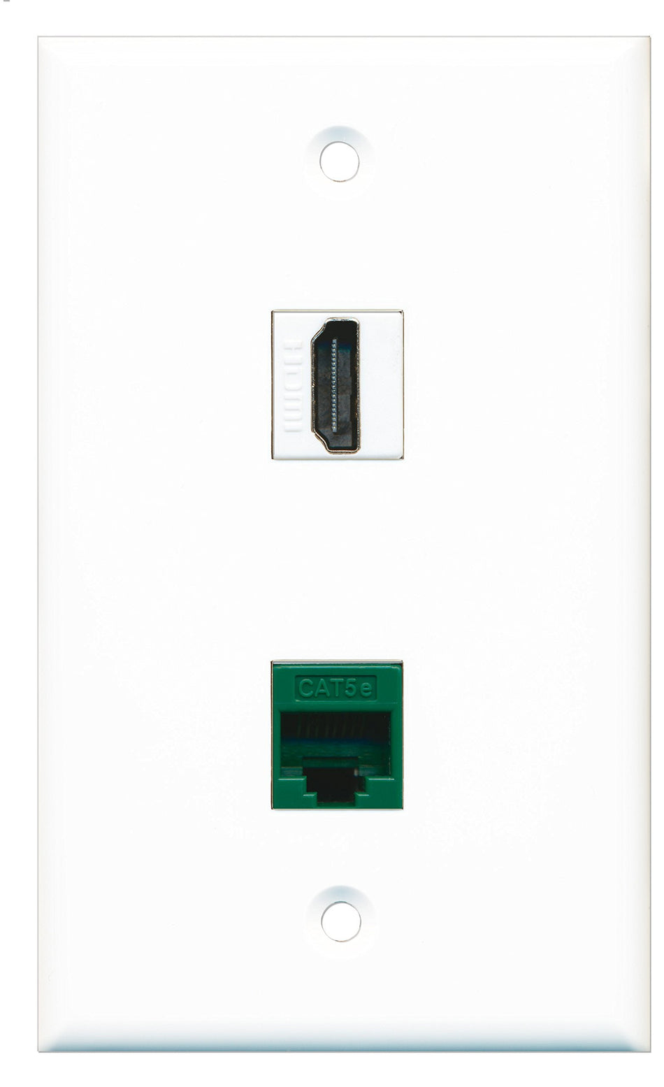 RiteAV - 1 Port HDMI 1 Port Cat5e Ethernet Green Wall Plate - Bracket Included